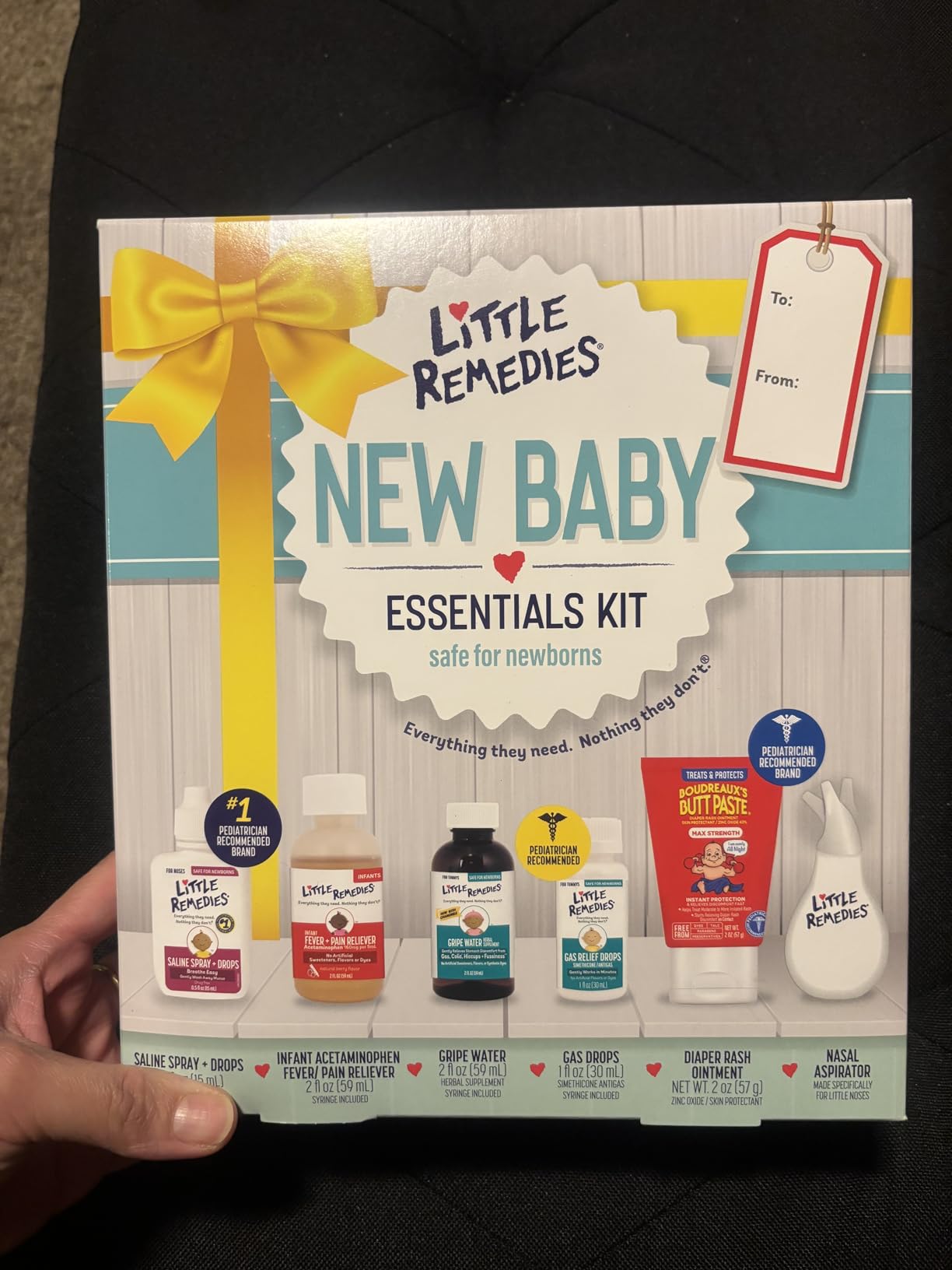 Little Remedies New Baby Essentials Kit with Saline Nasal Spray, Diaper Rash Cream, Gas Relief Drops, Gripe Water & More, Safe for Newborns, Multi-Color customer photo 2