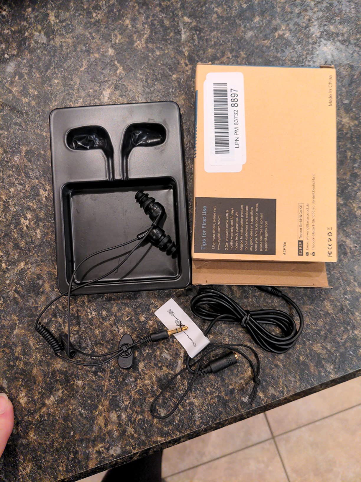 AGPTEK IPX8 Waterproof in-Ear Earphones, Coiled Cable Swimming Earbuds customer photo 1