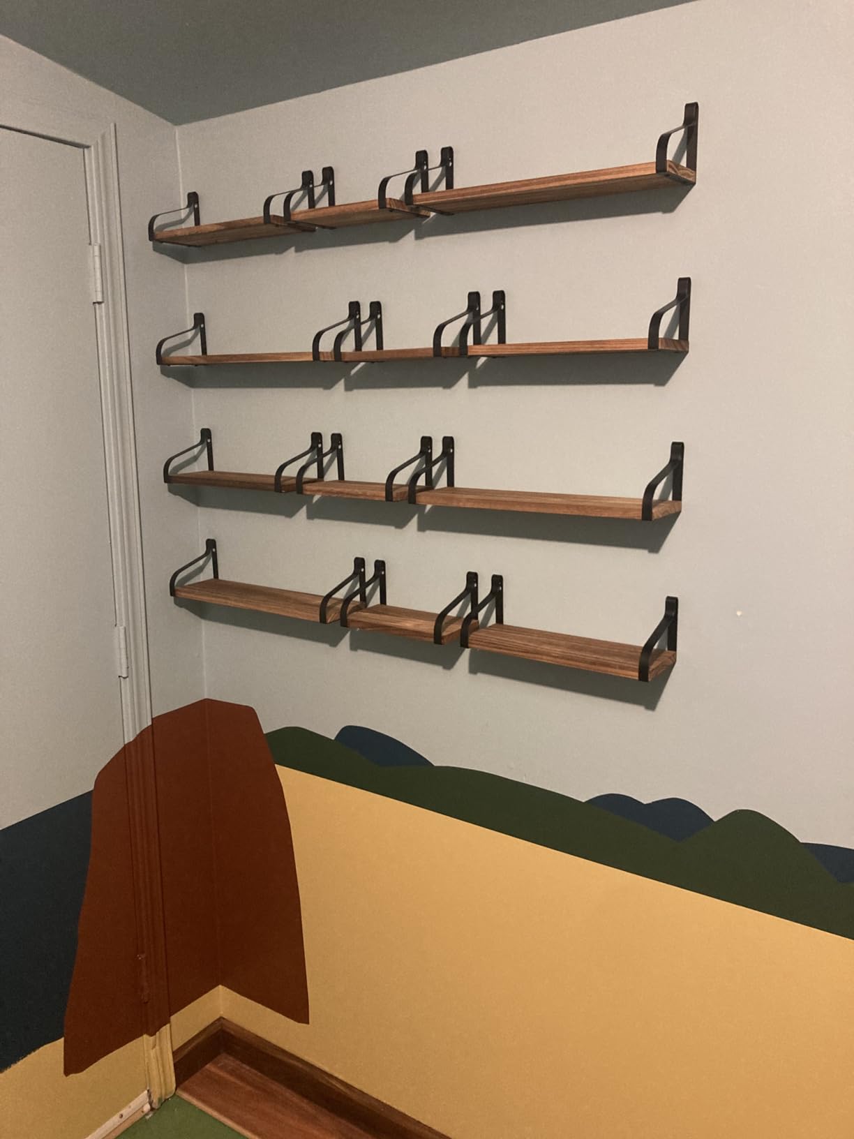 Love-KANKEI Floating Wall Shelves Set of 3,Solid Wood,Carbonized Black customer photo 1