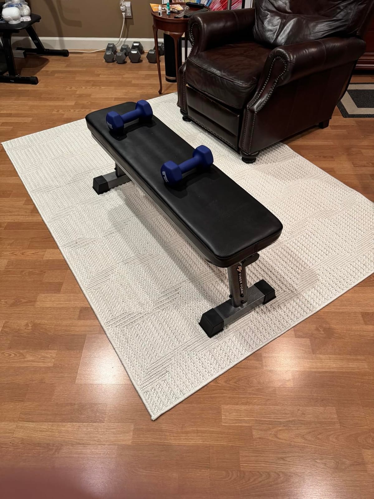 Finer Form Foldable Flat Weight Bench for Home Gym, 1,000 lb Capacity | 4-Way Steel Frame for Extra Stability, Thick Pad, Easy Folding Storage, Minimal Assembly, Free Workout Chart Included customer photo 2