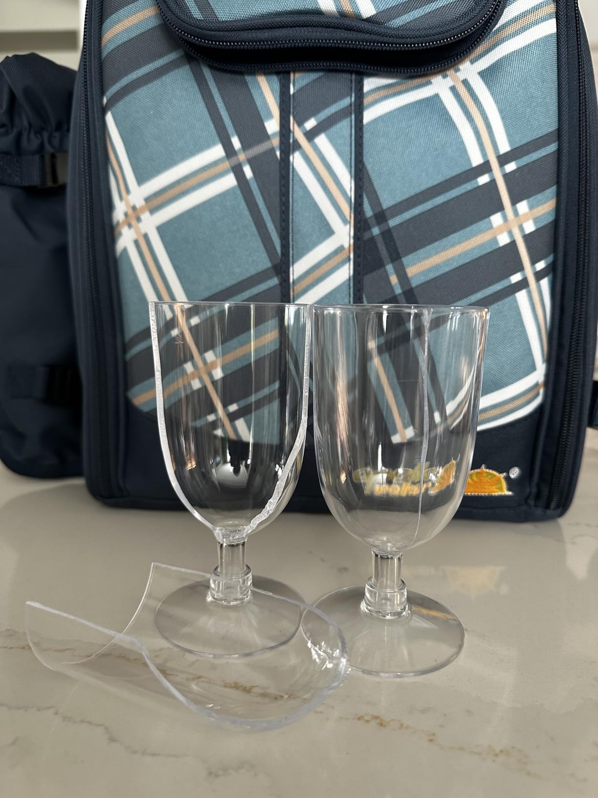Picnic Backpack, 4-Person with Blanket & Wine, Family & Lovers Gift, Brown customer photo 1