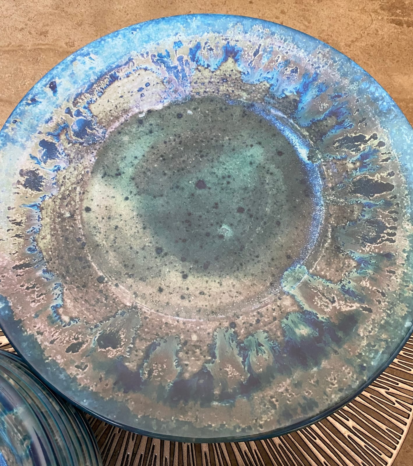 Radiance Teal 12pc Melamine Dinnerware Set – Service for 4 Plates and Bowls Set, Outdoor Dinnerware, Coastal Dishes, Unbreakable, Dishwasher Safe, Heavyweight Melamine, Rustic Look customer photo 2
