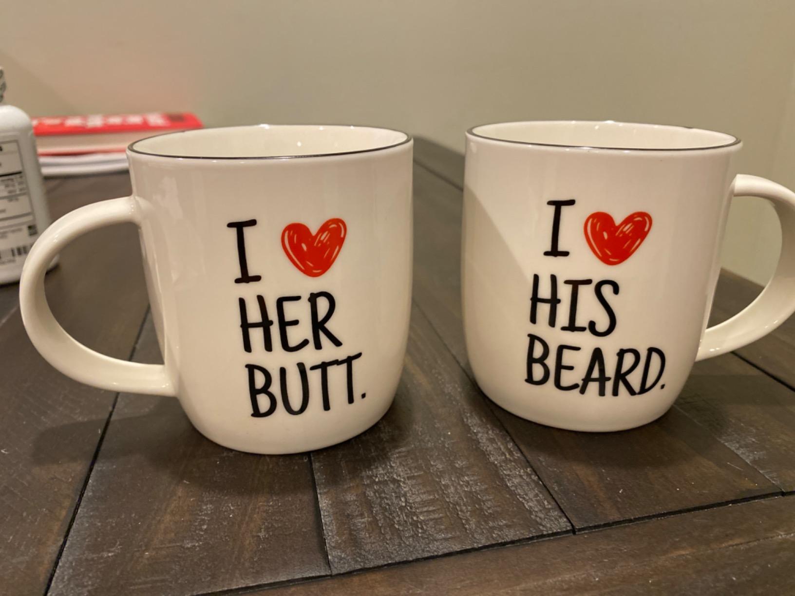 Triple Gifffted Funny Couples Mugs Gift Set for Him and Her, 13oz Ceramic customer photo 2