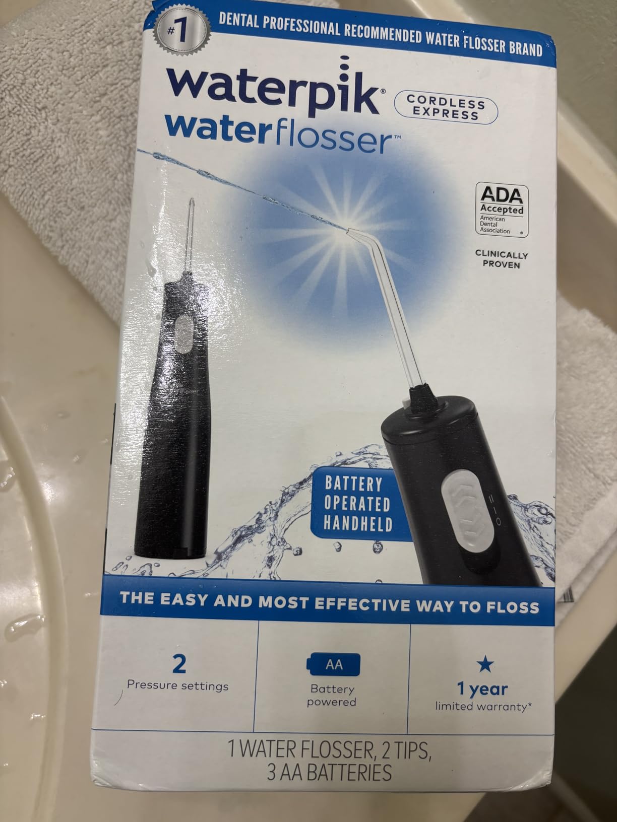 Waterpik Cordless Express Portable Water Flosser, 3 AA Batteries, White customer photo 2
