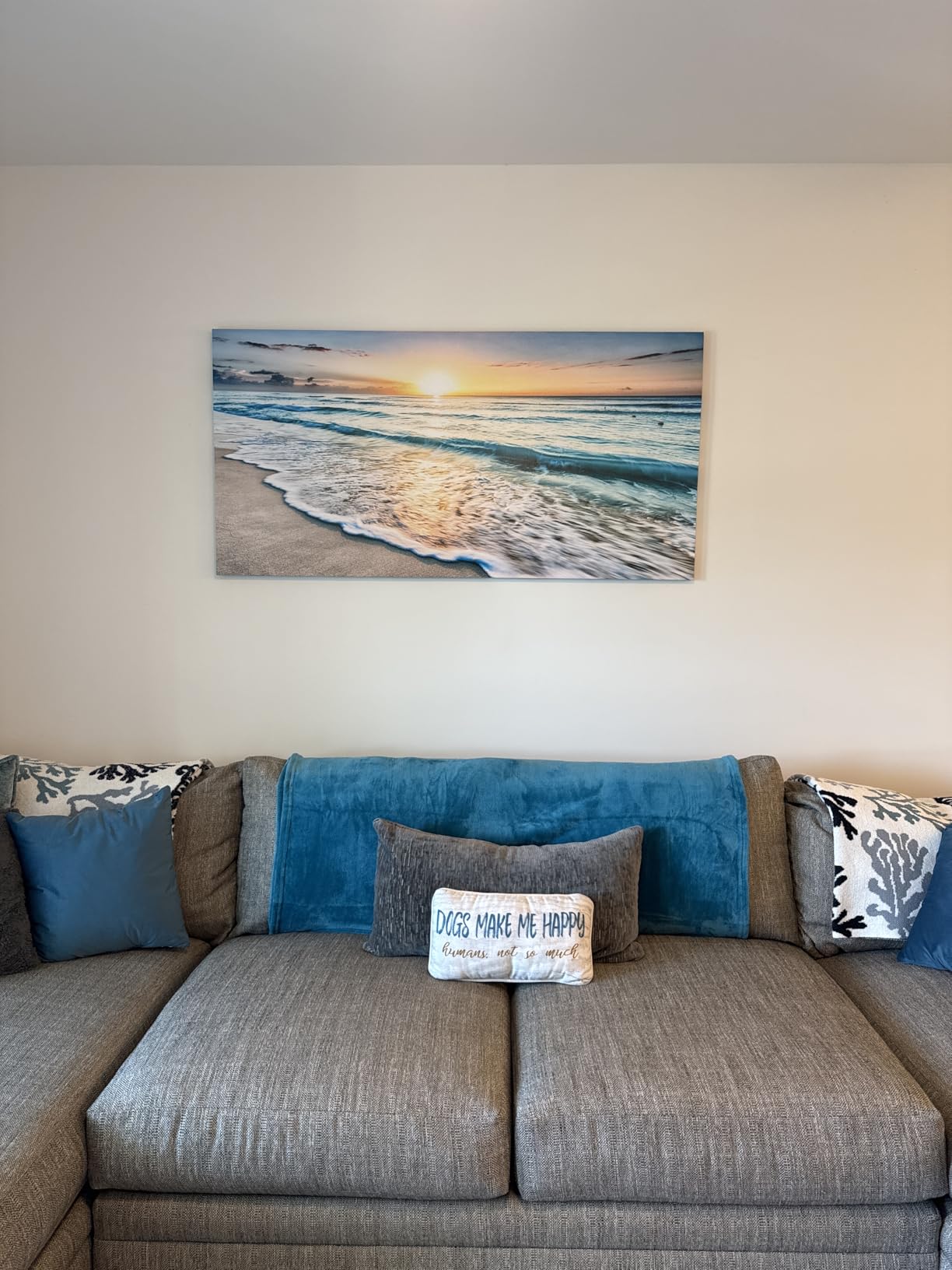 Baisuart S02250 Canvas Prints Wall Art Beach Sunset Ocean Waves Nature Pictures Stretched Canvas Wooden Framed for living Room Bedroom and Office customer photo 1