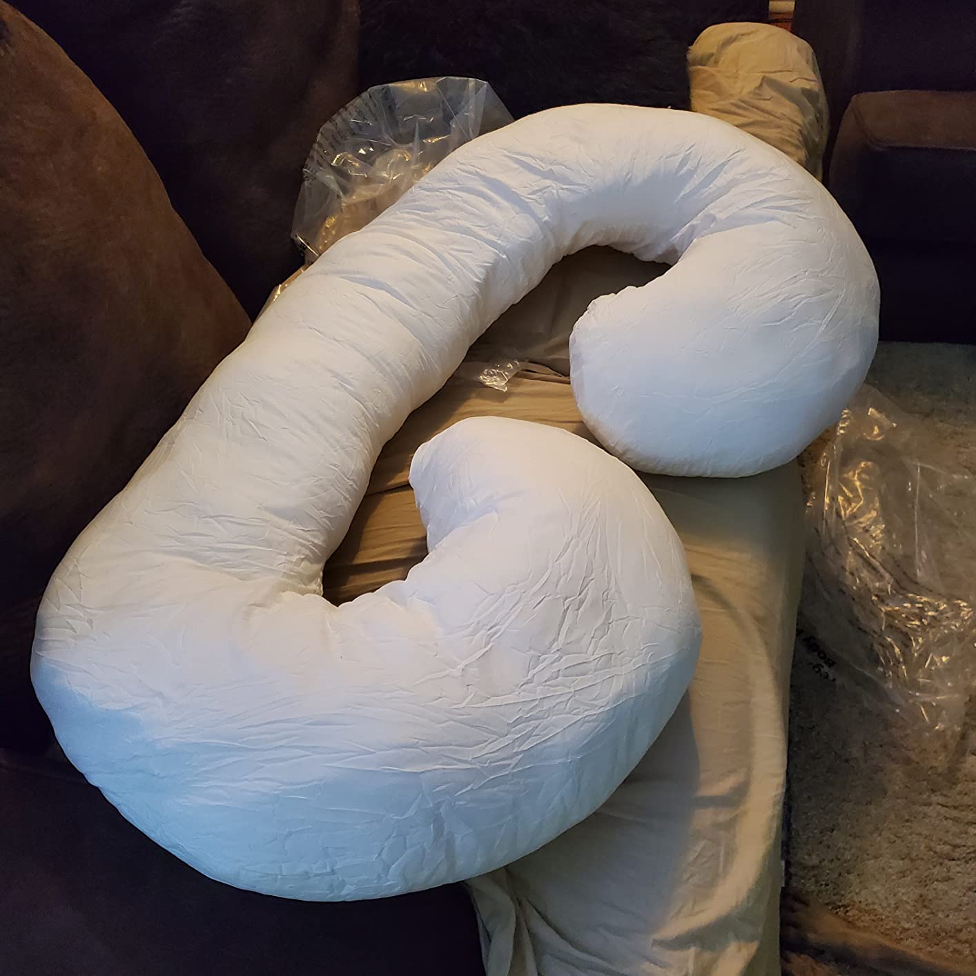 INSEN Pregnancy Pillow for Sleeping, Maternity Pillow with Jersey Cotton Cover,C Shaped Body Pillow for Pregnant (Gray) customer photo 2