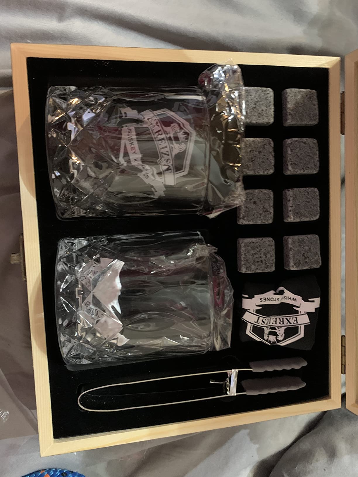 Whiskey Stones Gift for Men, Whiskey Glasses Set of 2 with Premium Wood Box customer photo 2