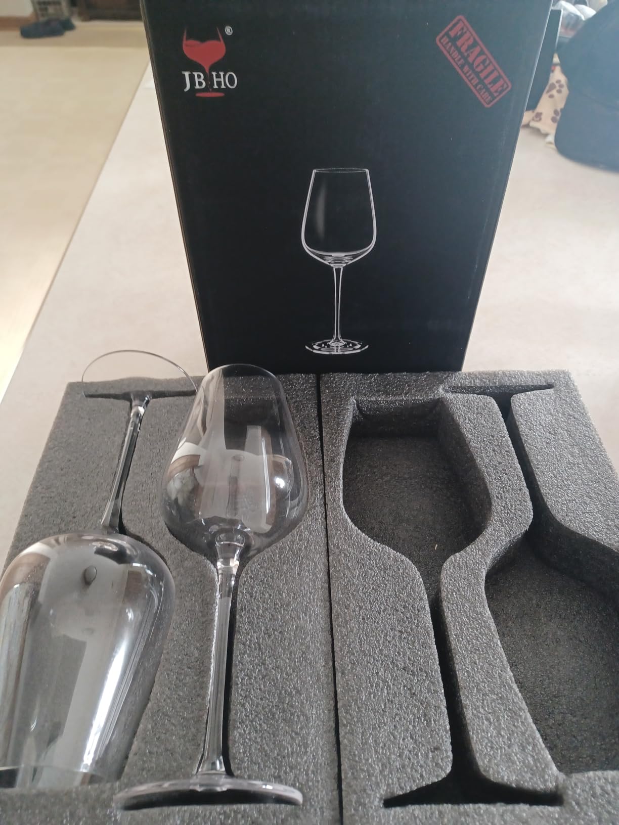 JBHO Hand Blown Italian Style Crystal Bordeaux Wine Glasses - Great Gift Packaging - Red Wine Glasses Lead-Free Premium Crystal Clear Glass - Set of 4-18 Ounce customer photo 1