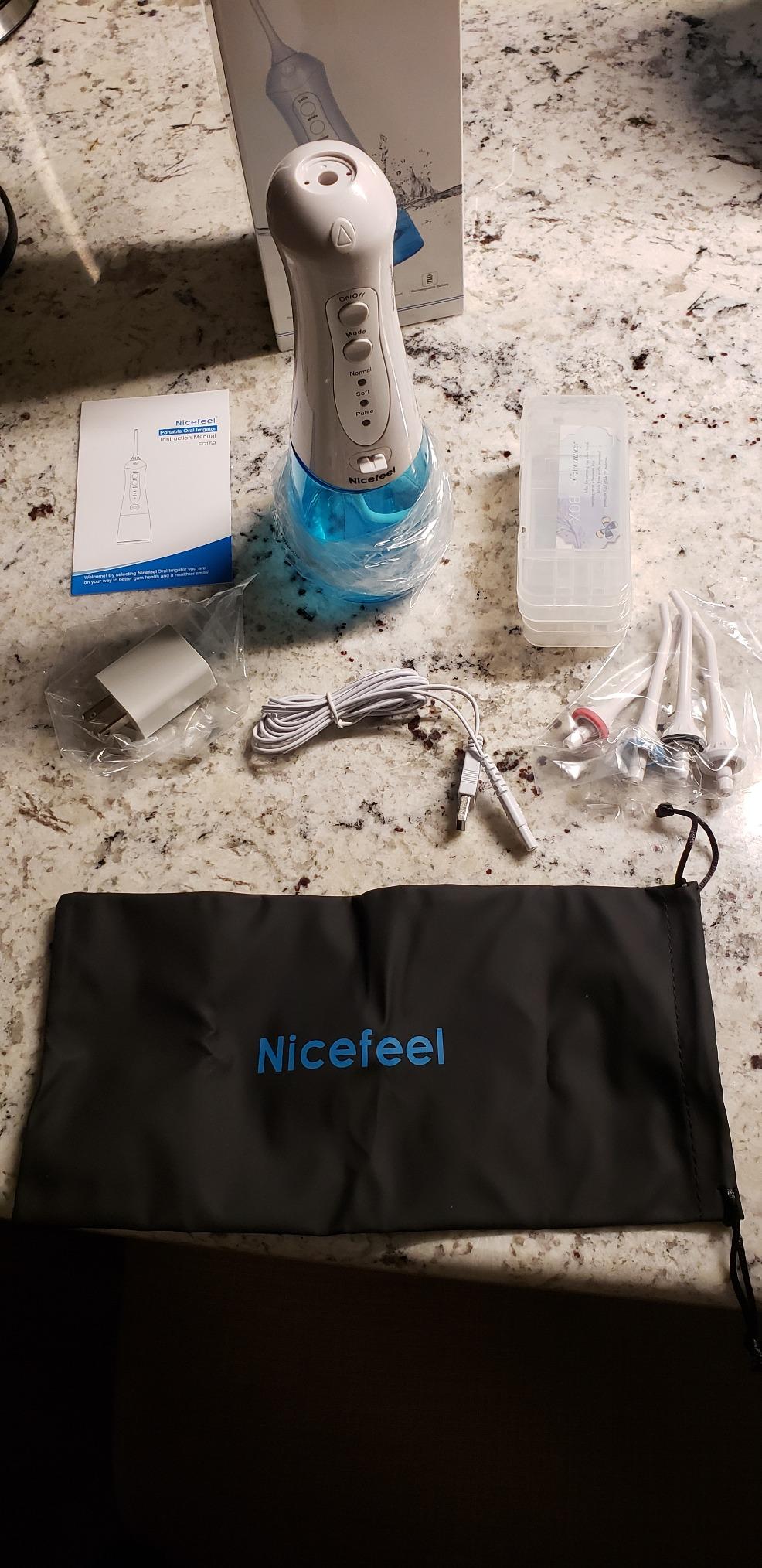 Nicefeel Water Flosser, 300ML Portable Water Dental Pick Cordless for Teeth, Braces, Sensitive Gum, Oral Irrigator for Travel & Home with 5 Jet Tips & 3 Modes, Rechargeable, IPX7 Waterproof customer photo 2