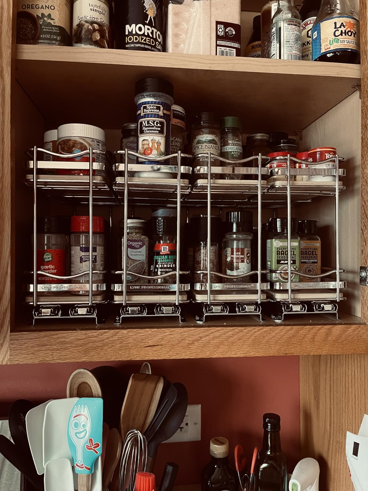 LYNK PROFESSIONAL® Pull Out Spice Organization for Cabinets - 4-3/8 inch Wide – Spice Rack for Inside Cabinets, Slide Out Spice Rack Organizer for cabinet – Pull Out Spice Rack, Sliding 2 Tier Chrome customer photo 2