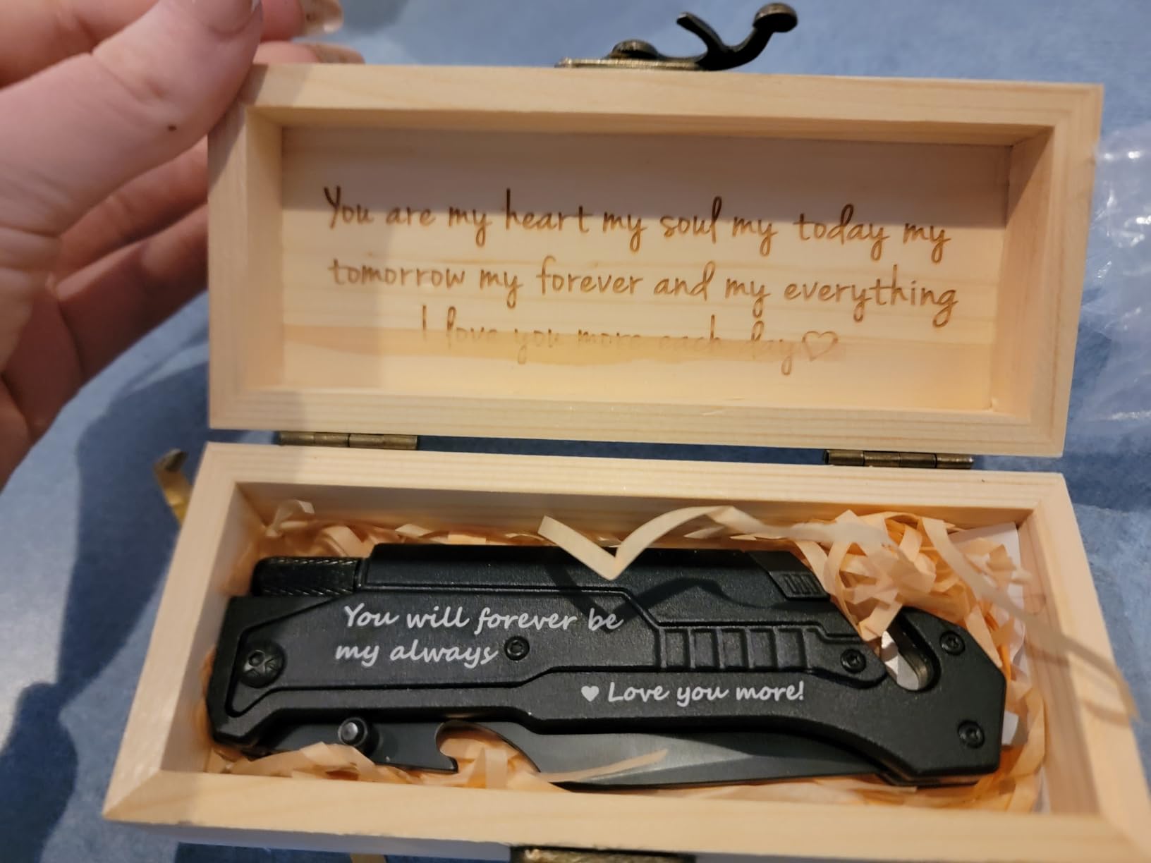 Husband Birthday Present, Pocket Knife with 6 Functions, LED Light,Fire Starter,Bottle Opener,Seat Belt Cutter,Glass Breaker, Anniversary Present for Men, Boyfriend, Father's Day customer photo 1