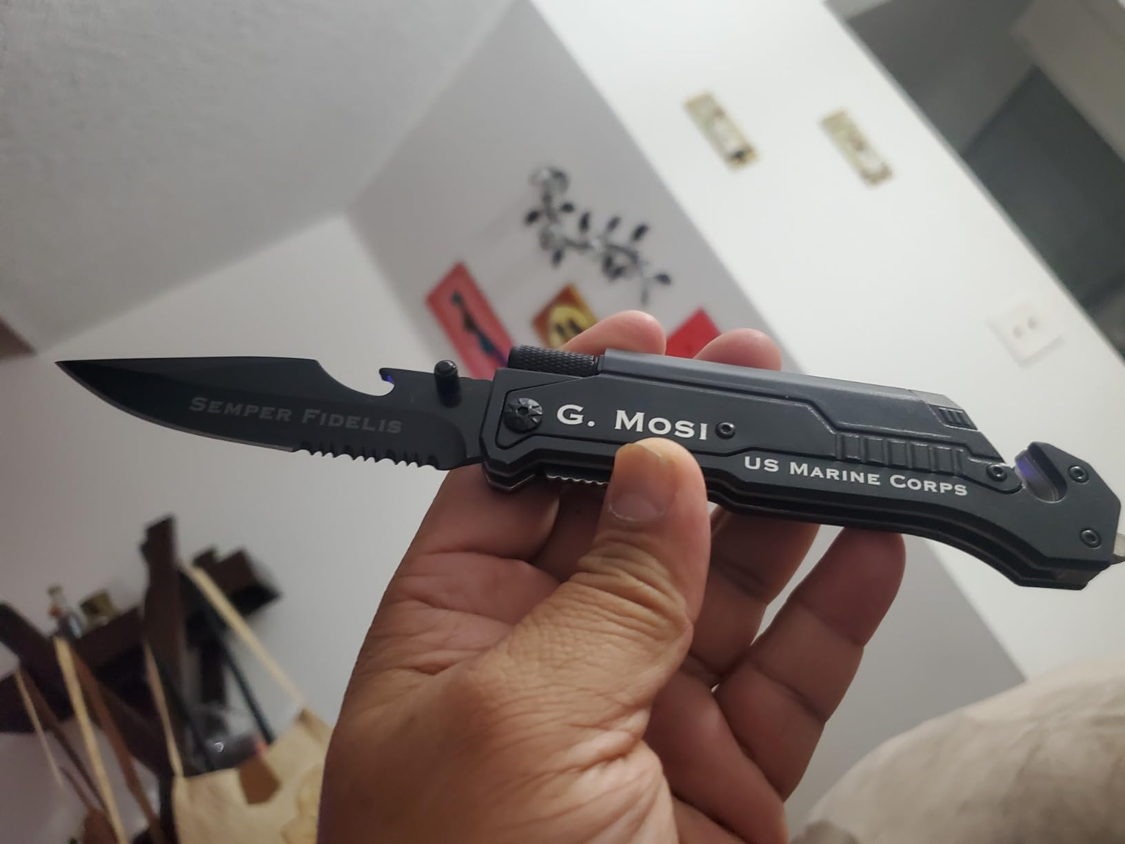 Husband Birthday Present, Pocket Knife with 6 Functions, LED Light,Fire Starter,Bottle Opener,Seat Belt Cutter,Glass Breaker, Anniversary Present for Men, Boyfriend, Father's Day customer photo 2