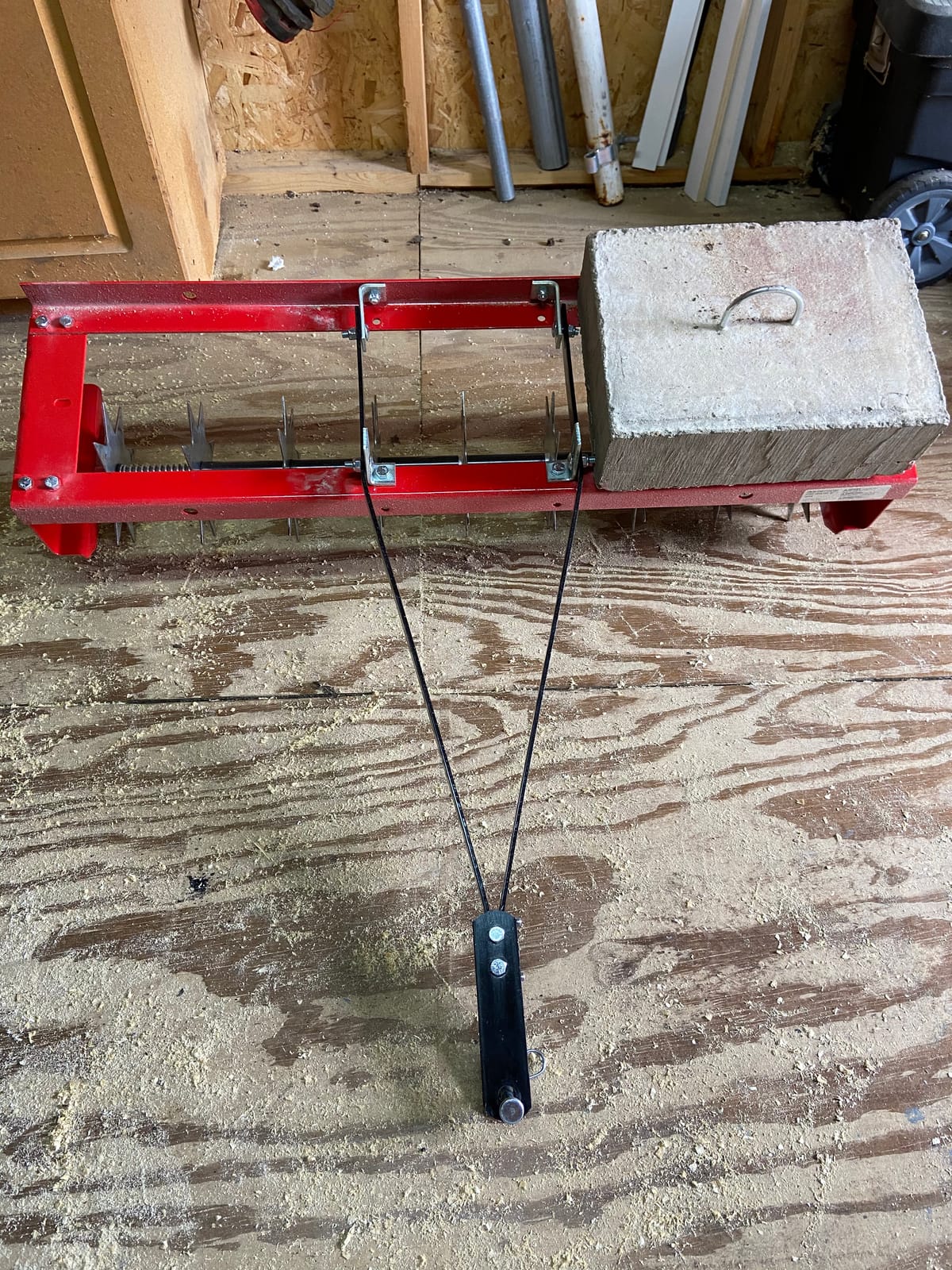 CRAFTSMAN (CMXGZBF7124336), 36-Inch Tow Spike Tow Behind Spike Aerator for Aerating Lawns; 9 Galvanized Steel Disks, 90lbs Capacity Weight Tray for Better Aeration, Universal Hitch, Red customer photo 1