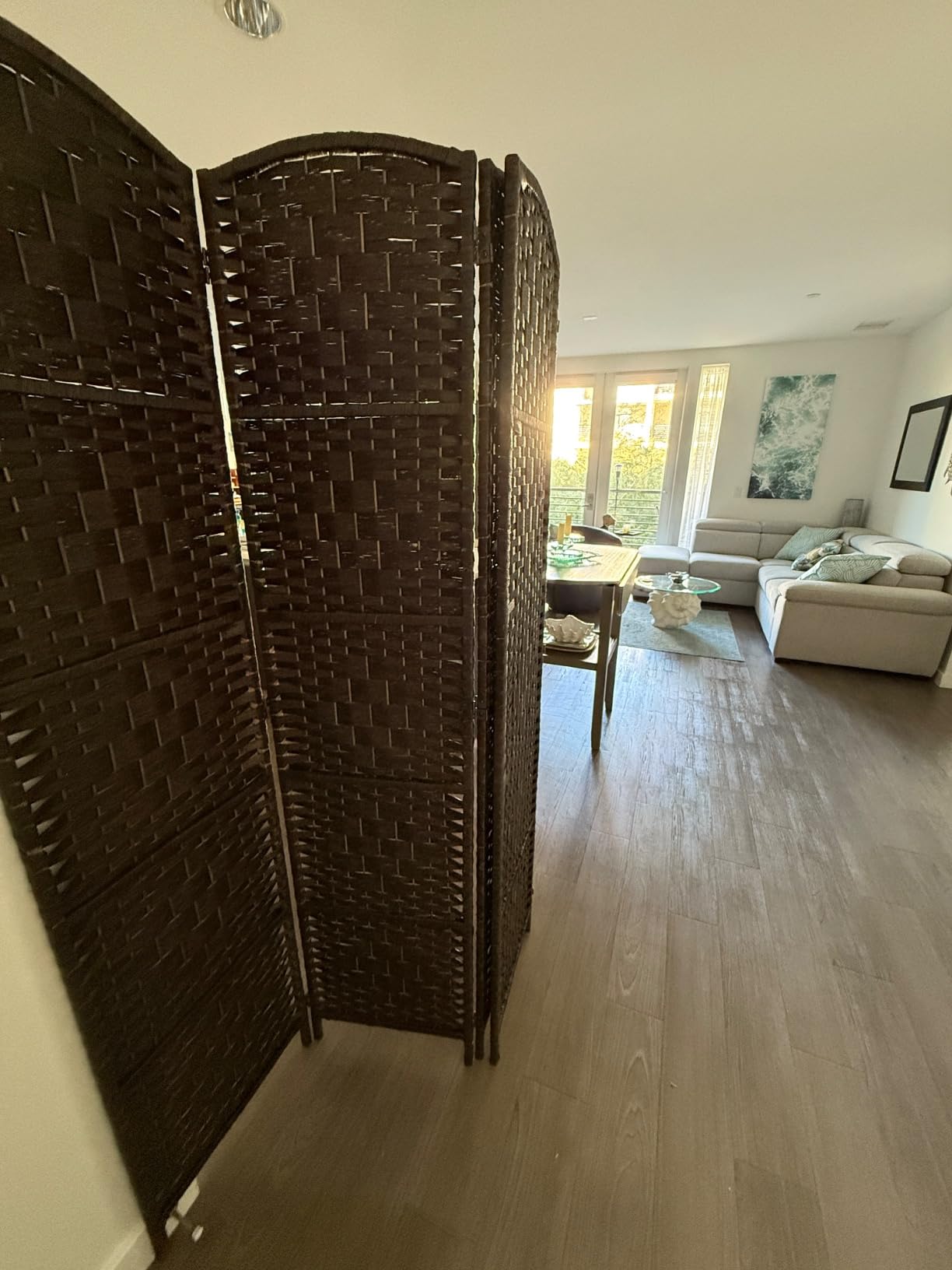 RHF Room Divider Panel,4 Panel Partition Room Dividers Screen, Dark Mocha customer photo 2