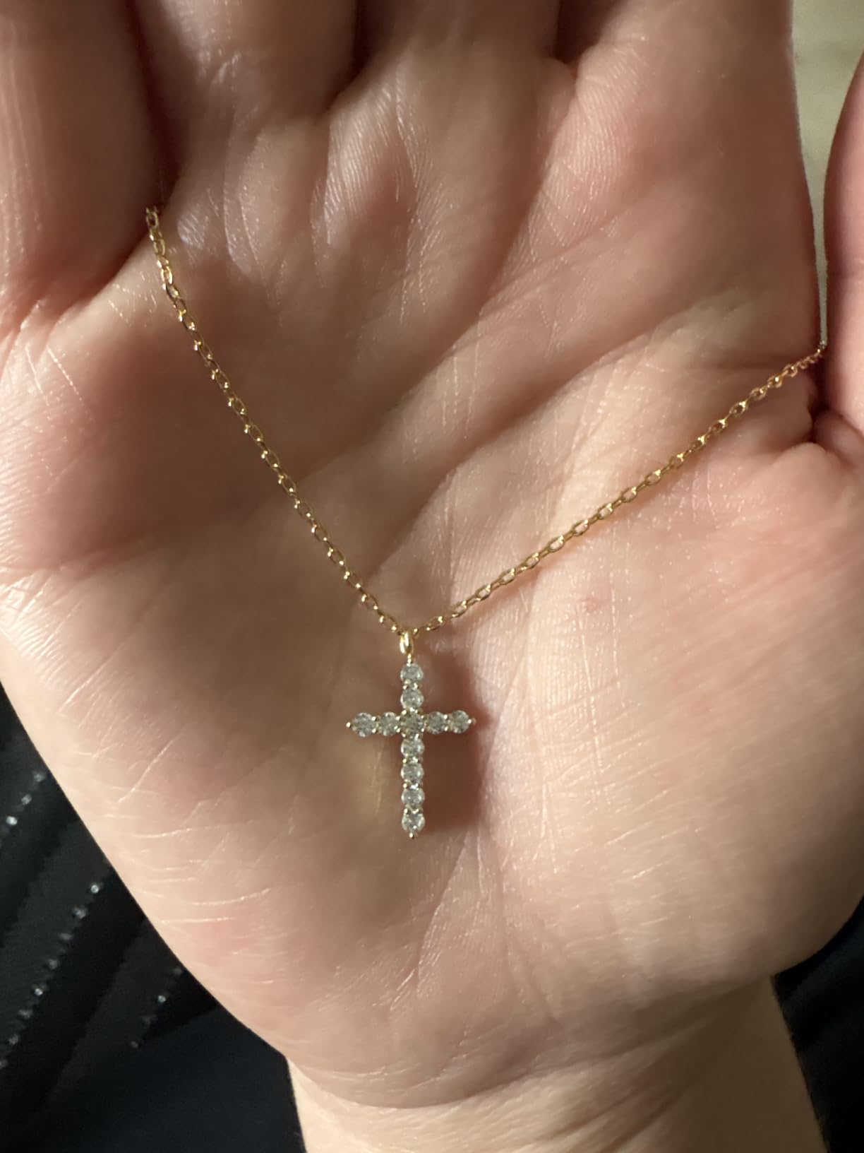 PAVOI 14K Gold Plated Cubic Zirconia Cross Necklace for Women | Cross Faith Pendant Necklaces customer photo 2