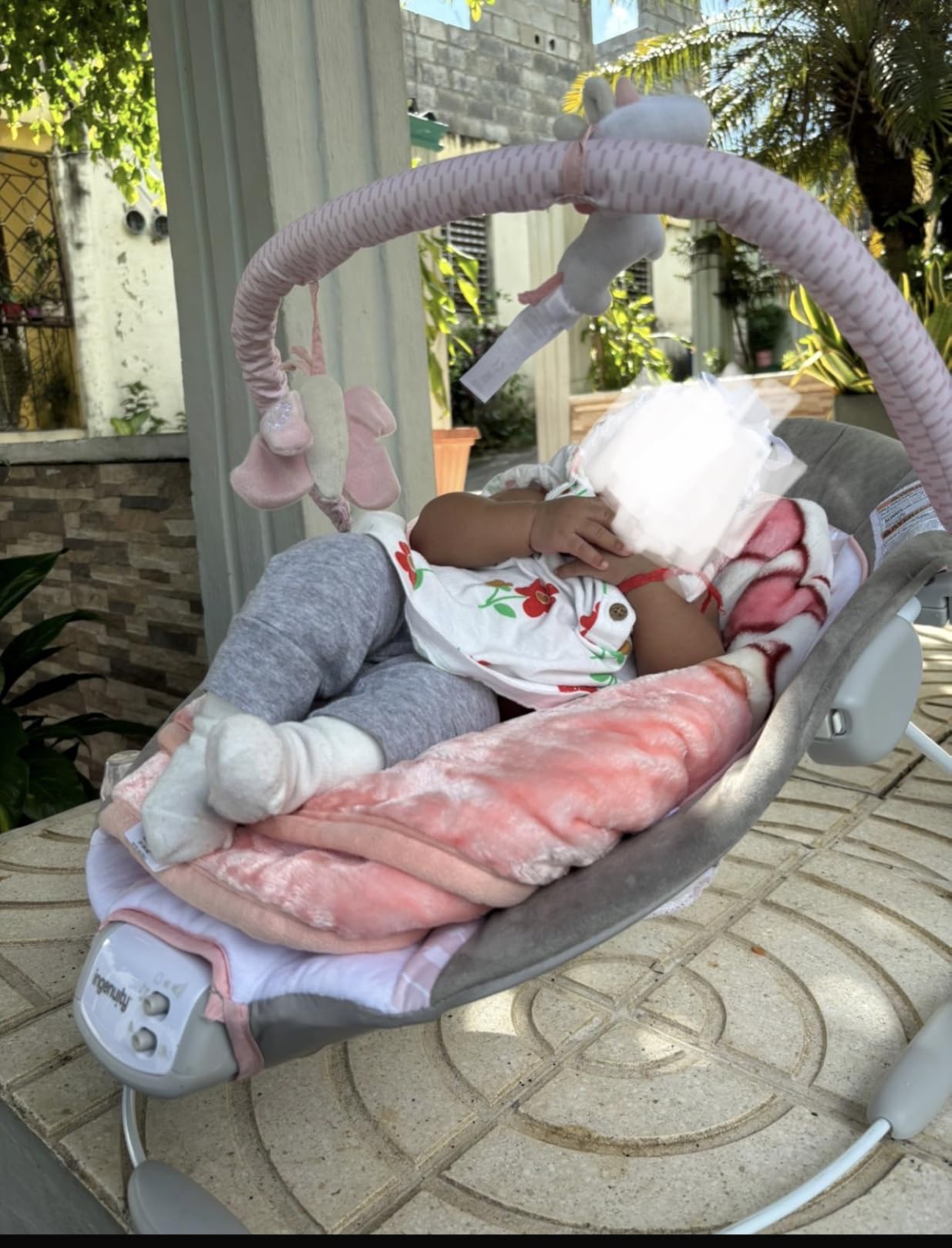 Ingenuity Soothing Baby Bouncer Infant Seat with Vibrations, -Toy Bar & Sounds, 0-6 Months Up to 20 lbs (Pink Flora the Unicorn) customer photo 2