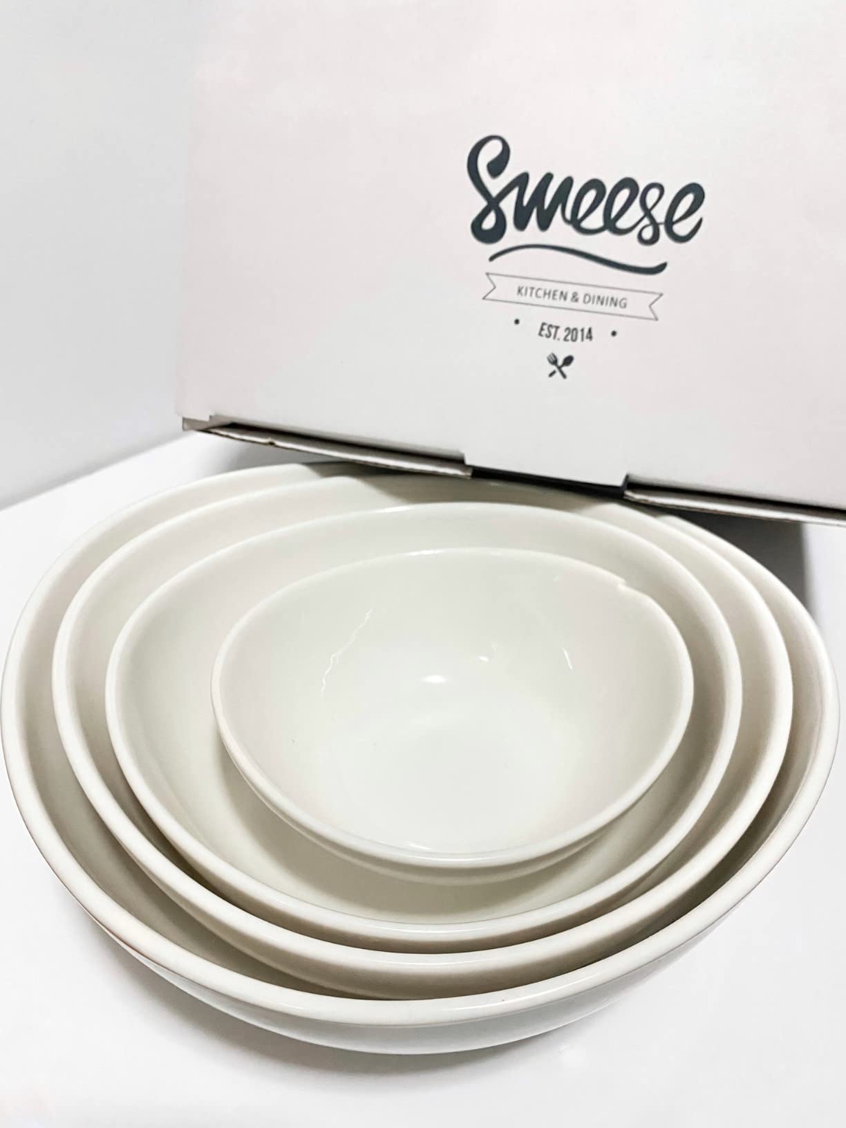 Sweese Porcelain Serving Bowls Set, 10-42 oz, Versatile for Salad, Soup, Snacks, Microwave Dishwasher Safe, White customer photo 2