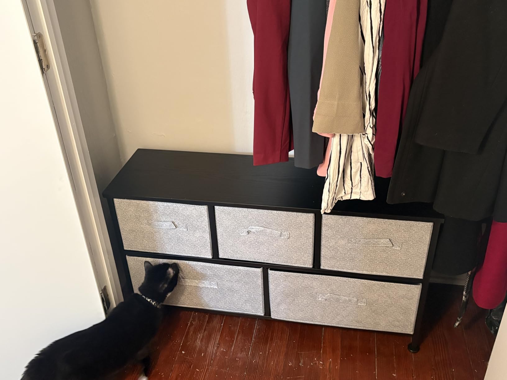 Amazon Basics Extra Wide Fabric 5-Drawer Storage Organizer Unit for Bedroom Closet, White customer photo 2