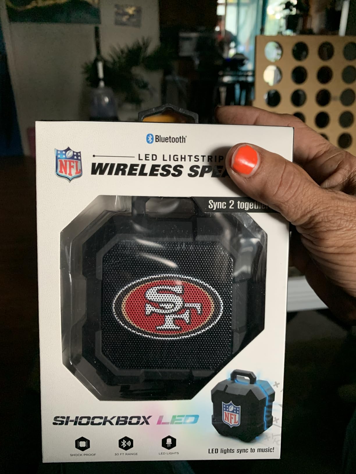 SOAR NFL Shockbox LED Wireless Bluetooth Speaker - Water Resistant IPX4, 5.0 Bluetooth with Over 5 Hours of Play Time - Small Portable Speaker - Officially Licensed NFL, Perfect Home & Outdoor Speaker customer photo 1