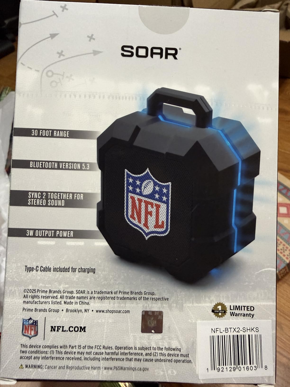 SOAR NFL Shockbox LED Wireless Bluetooth Speaker - Water Resistant IPX4, 5.0 Bluetooth with Over 5 Hours of Play Time - Small Portable Speaker - Officially Licensed NFL, Perfect Home & Outdoor Speaker customer photo 2