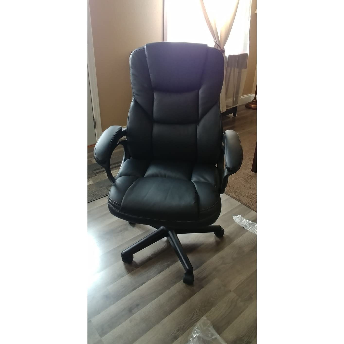 Furmax Office Executive Chair High Back Adjustable Managerial Home Desk Chair, Swivel Computer PU Leather Chair with Lumbar Support (1, Black) customer photo 1
