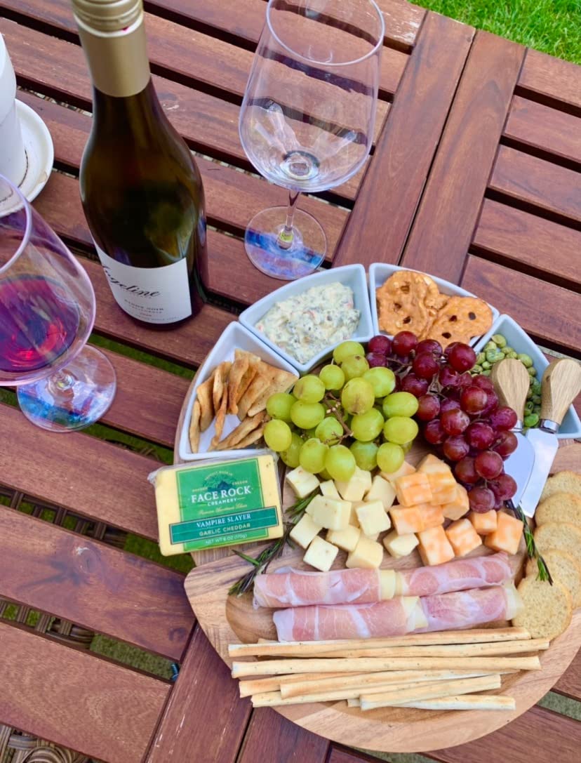 ChefSofi Charcuterie Board Set and Cheese Serving Platter - Made from Acacia Wood - US Patented 13 inch Cheese Board and Knife Set for Entertaining and Serving - 4 Knives and 4 Bowls customer photo 2