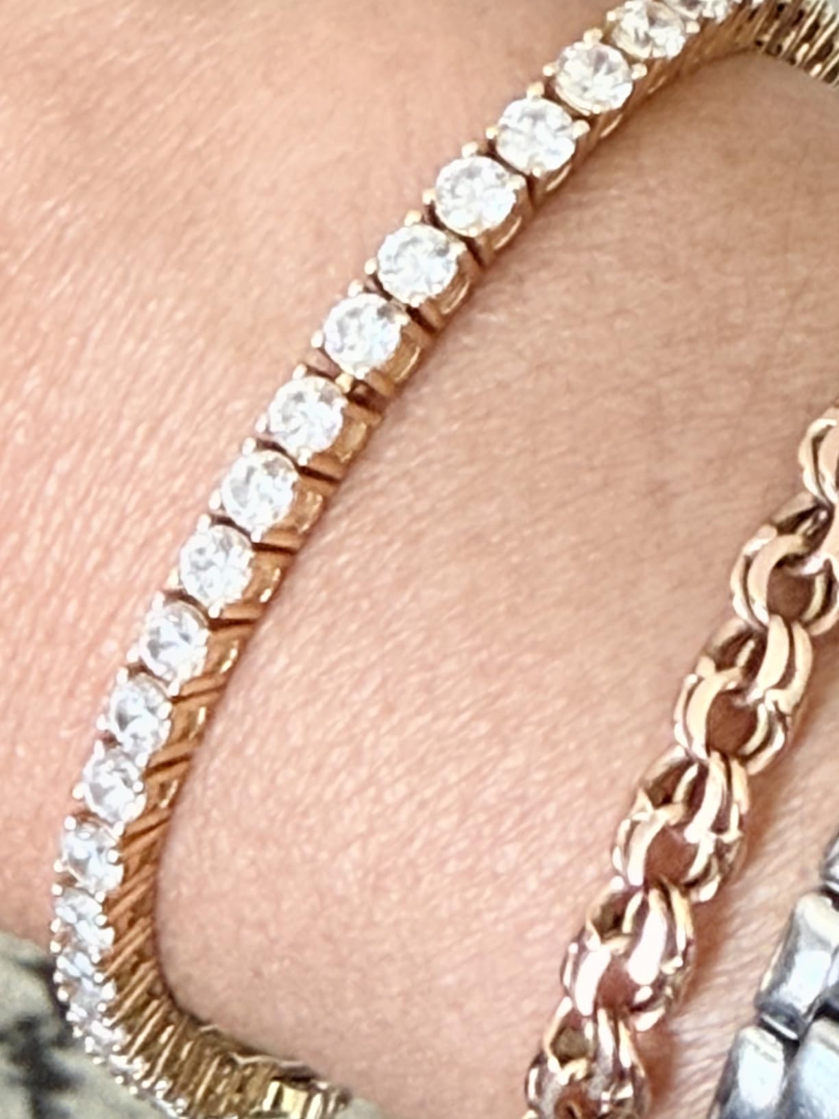 PAVOI 14K Gold Plated 3mm Cubic Zirconia Classic Tennis Bracelet | Gold Bracelets for Women customer photo 2