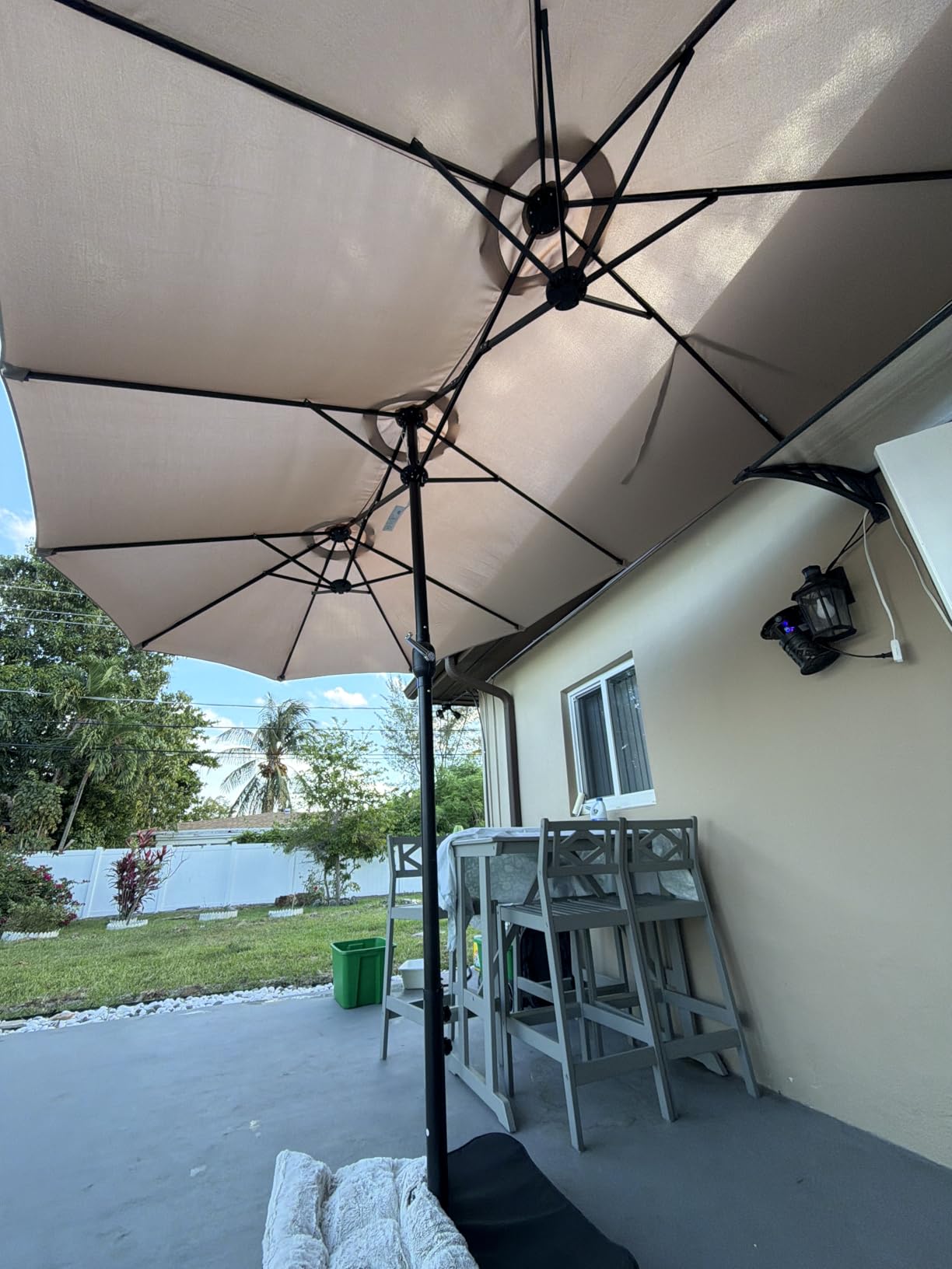 PHI VILLA 15ft Large Outdoor Patio Umbrella with Base Included, Beige customer photo 1