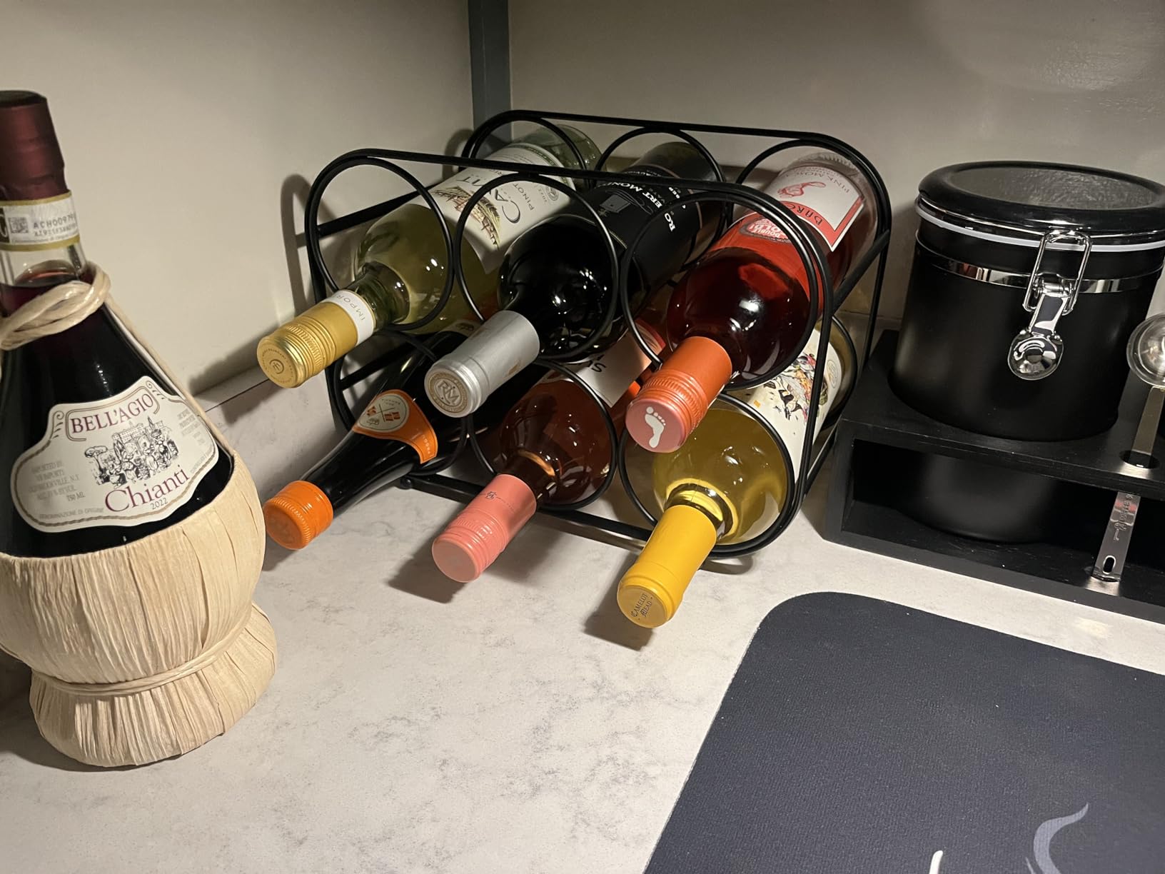 Buruis 6-Bottle Countertop Wine Rack, Metal Wine Bottle Holder, Black customer photo 1