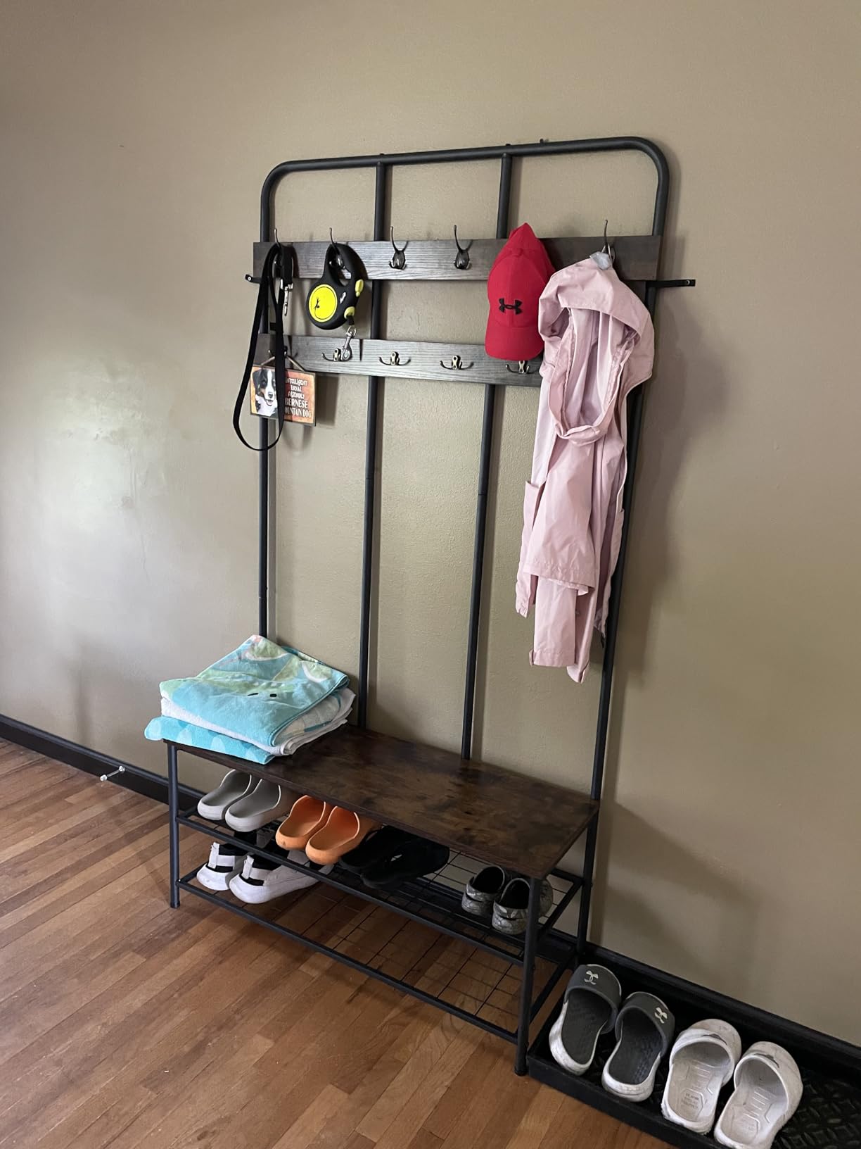 HOOBRO Hall Tree with Bench, Entryway Bench with Coat Rack, Mud Room Rack with 12 Double Hooks and Shoe Storage, Coat Tree, Shoe Rack Organizer, for Foyer, Front Door, Rustic Brown BF05MT01 customer photo 2