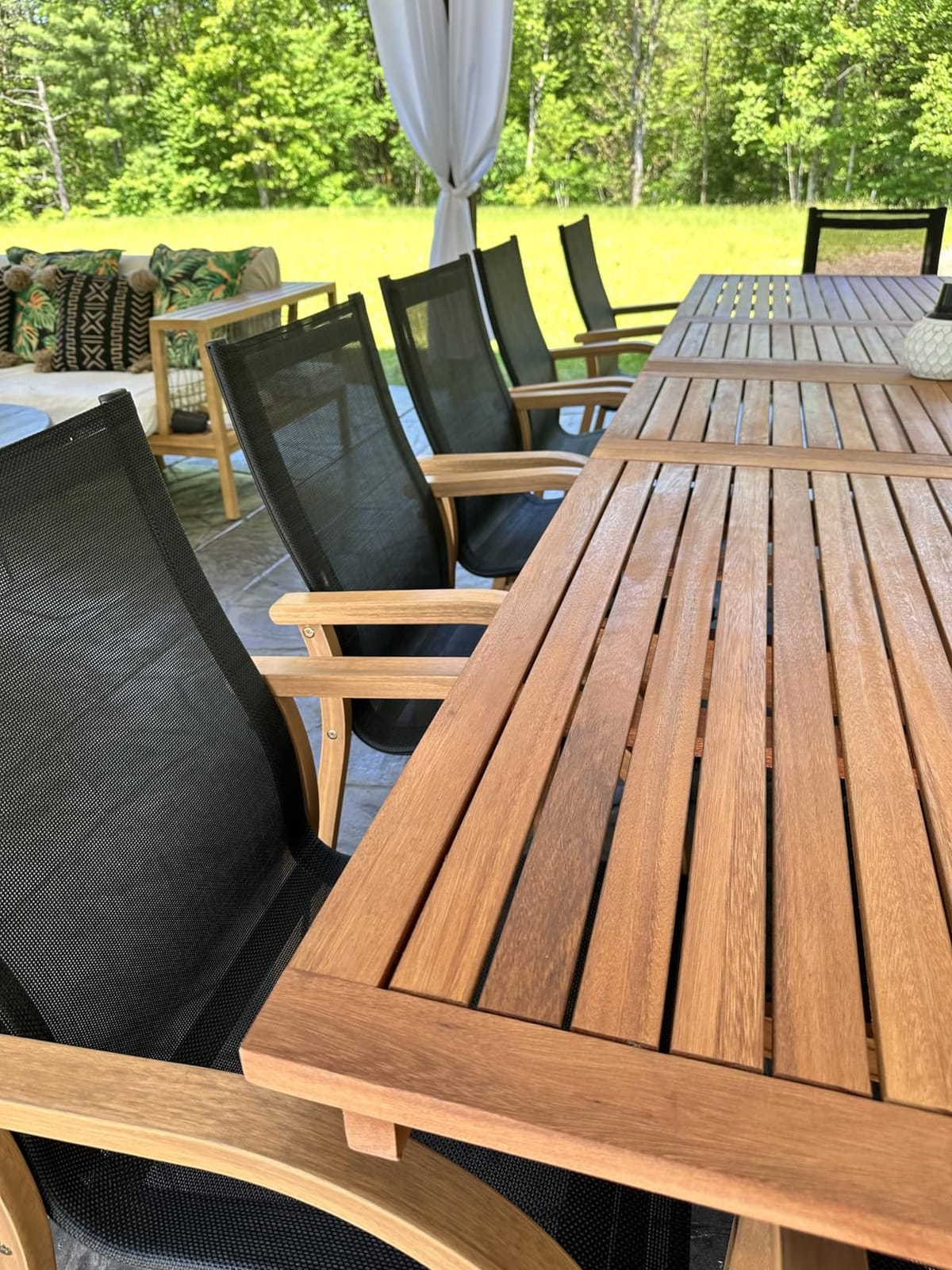Amazonia Franklin 9-Piece Rectangular Extendable Patio Dining Set Teak Finish and Weather-Net Technology Ideal for Outdoors and Indoors customer photo 2