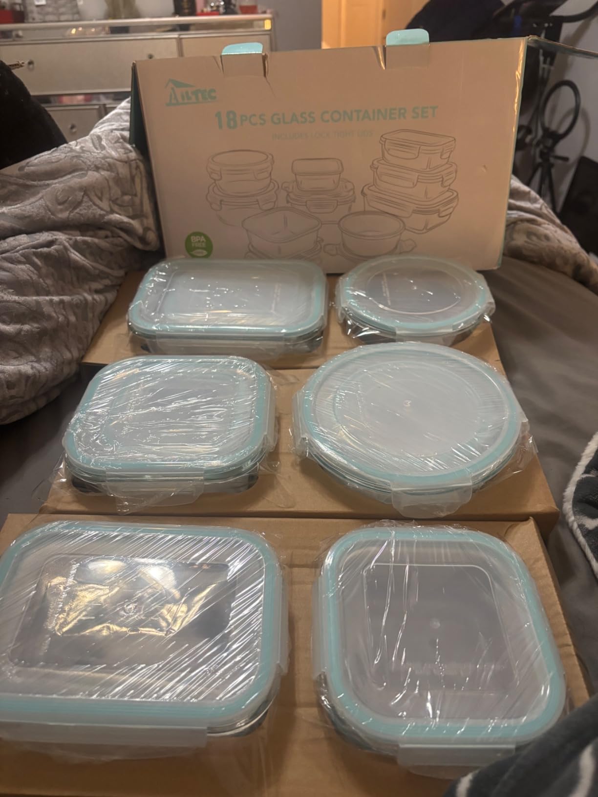 AILTEC Glass Food Storage Containers with Lids 9 Pack, 3 Shape Airtight Set customer photo 2
