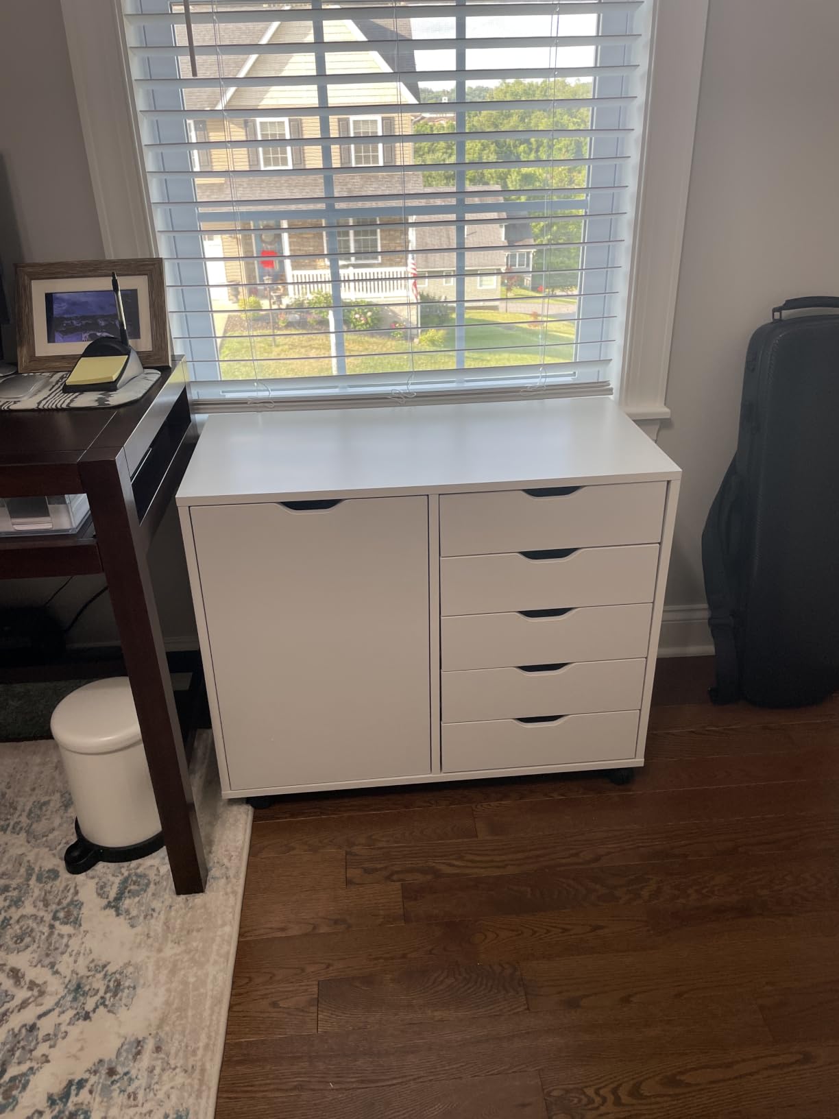 DEVAISE 5-Drawer Wood Drawer Cabinet, Office Storage Cabinet, White customer photo 2