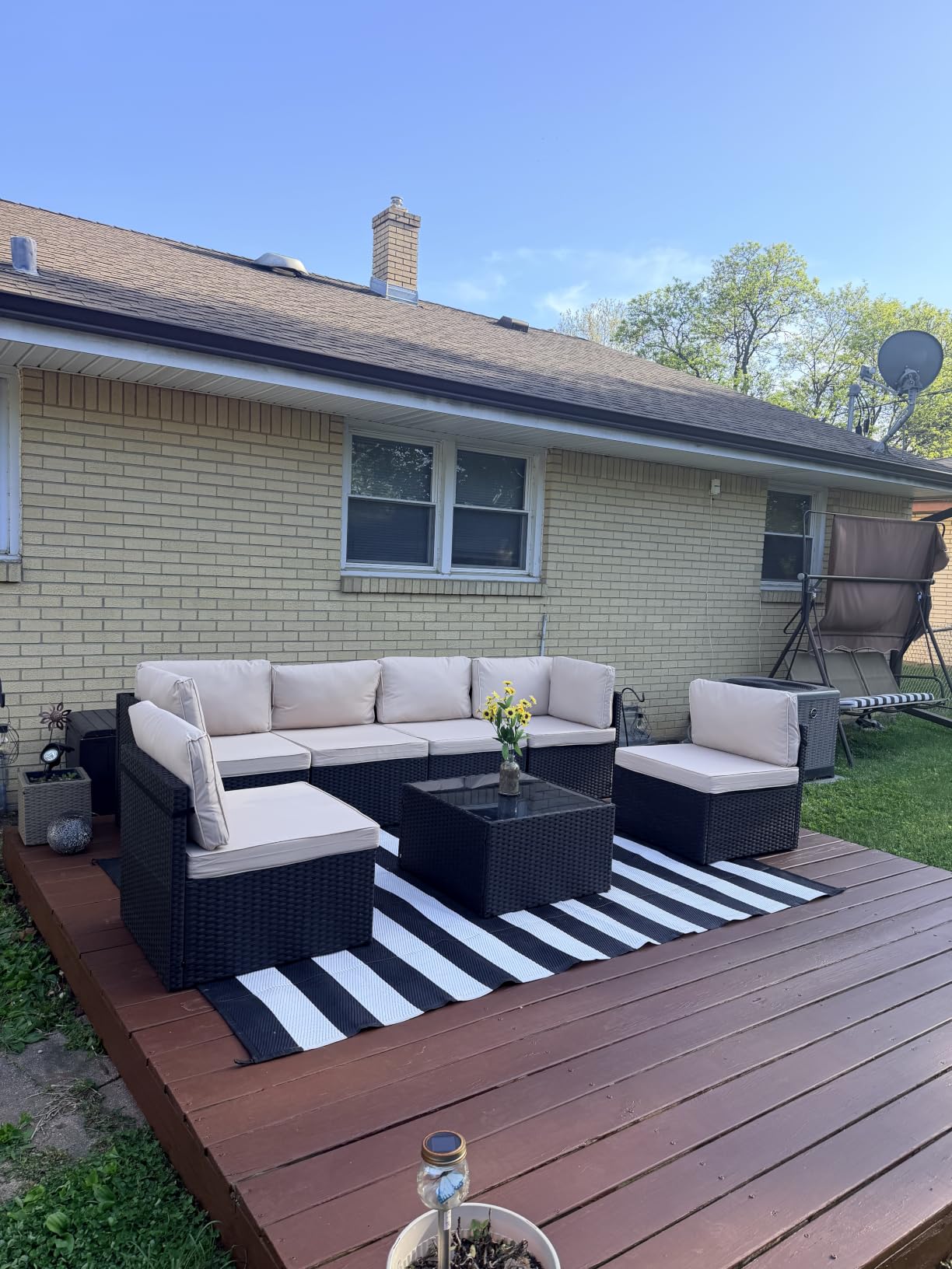 Pamapic 7 Pieces Outdoor Sectional Furniture，Wicker Patio sectional Furniture Sets，All-Weather Rattan Sectional Sofa Conversation Set with Coffee Table and Washable Couch Cushions Covers customer photo 1