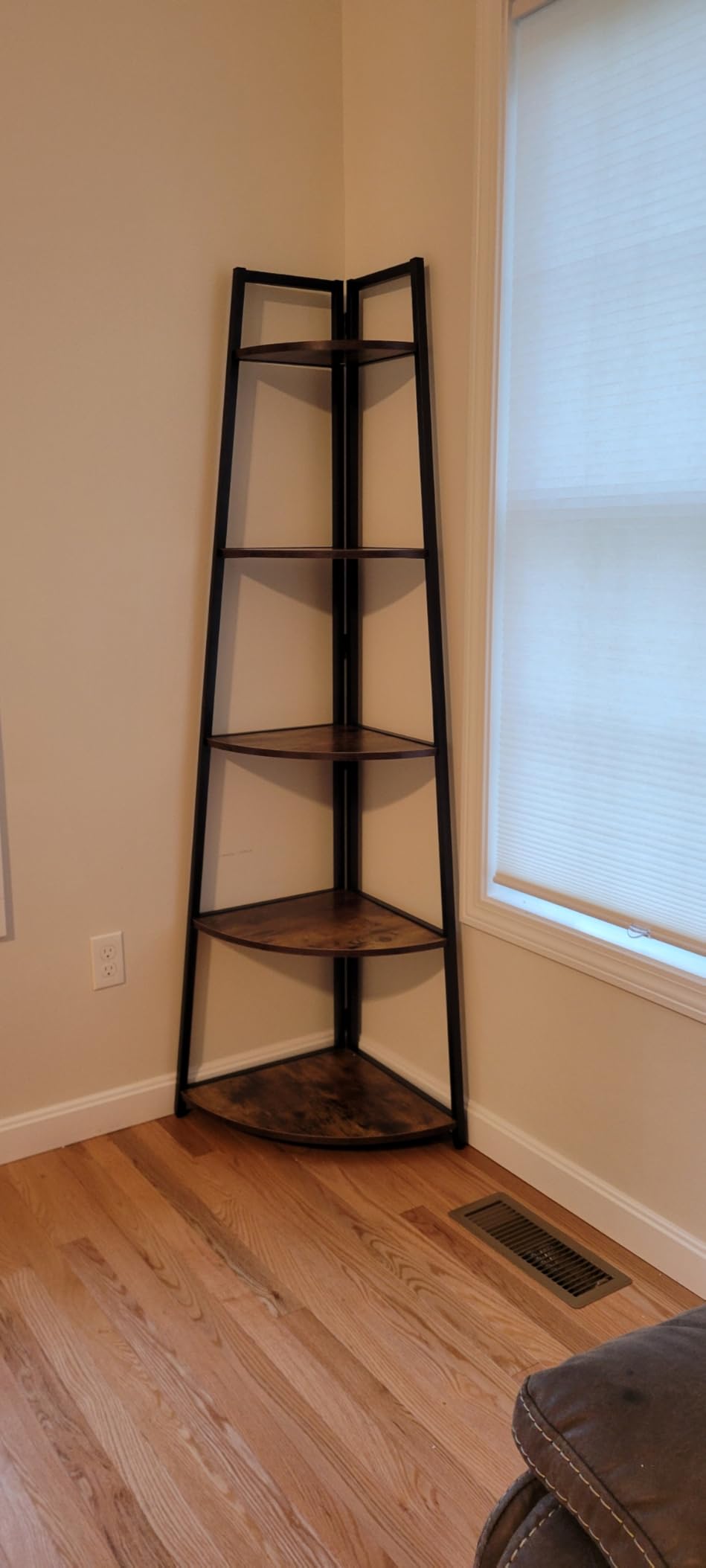 Tribesigns 70 inch Tall Corner Shelf, 5 Tier Rustic Corner Bookshelf Bookcase Industrial Corner Ladder Shelf Plant Stand for Living Room, Kitchen, Home Office (Brown) customer photo 1