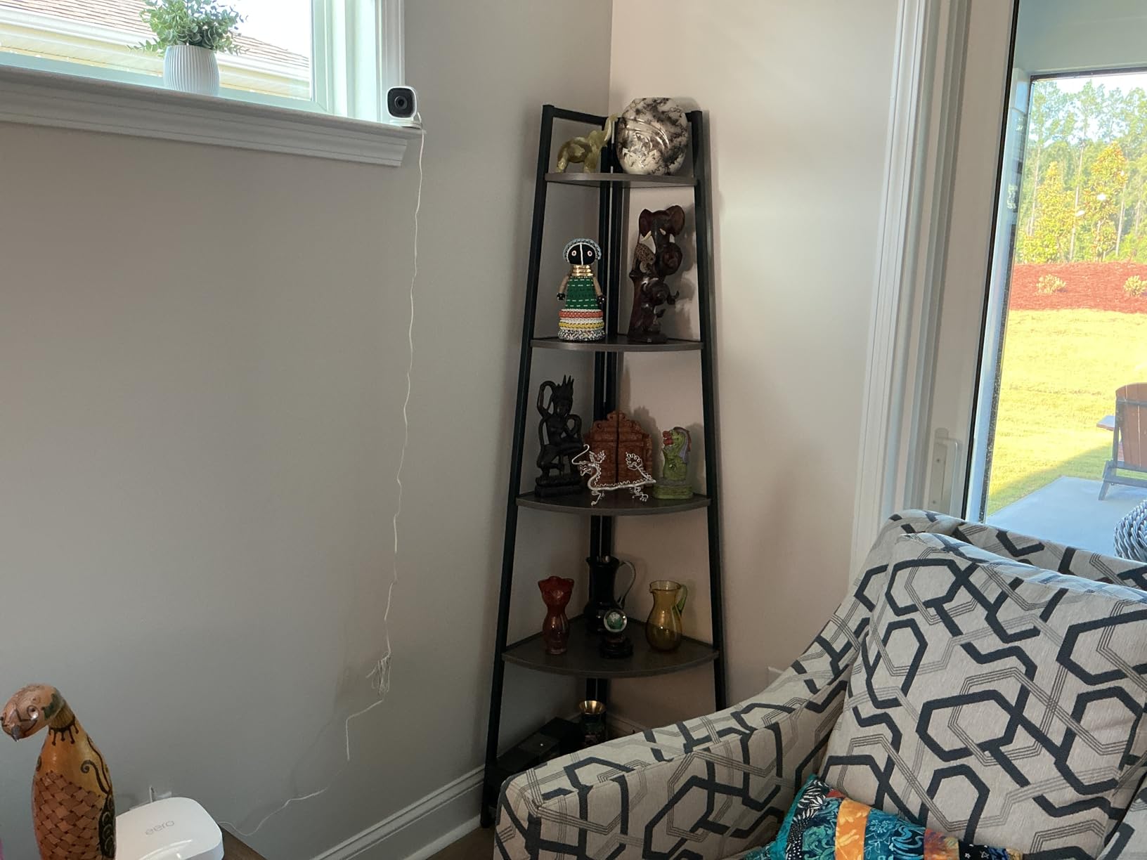 Tribesigns 70 inch Tall Corner Shelf, 5 Tier Rustic Corner Bookshelf Bookcase Industrial Corner Ladder Shelf Plant Stand for Living Room, Kitchen, Home Office (Brown) customer photo 2