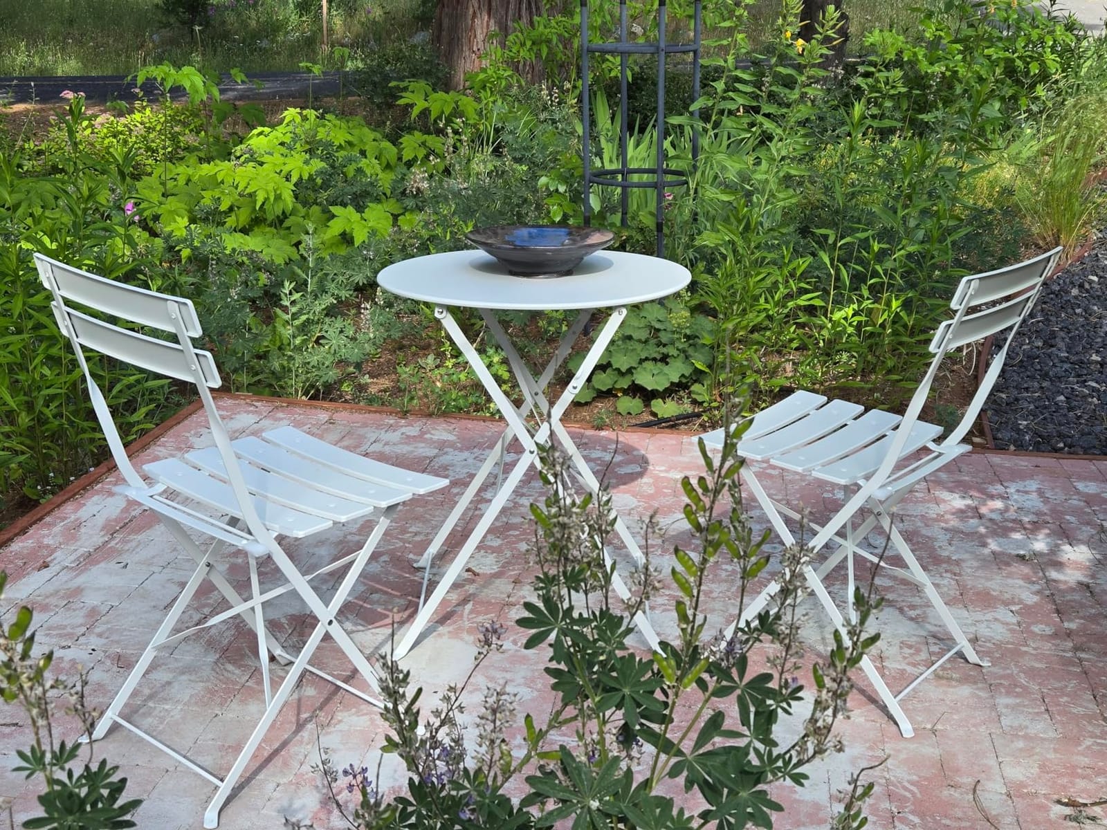 Grand patio 3-Piece Folding Patio Bistro Set Outdoor Porch Balcony, Yellow | Foldable 2 Chairs and 1 Table, Weather-Resistant Outdoor Indoor Conversation Set for Patio, Yard, Garden customer photo 2