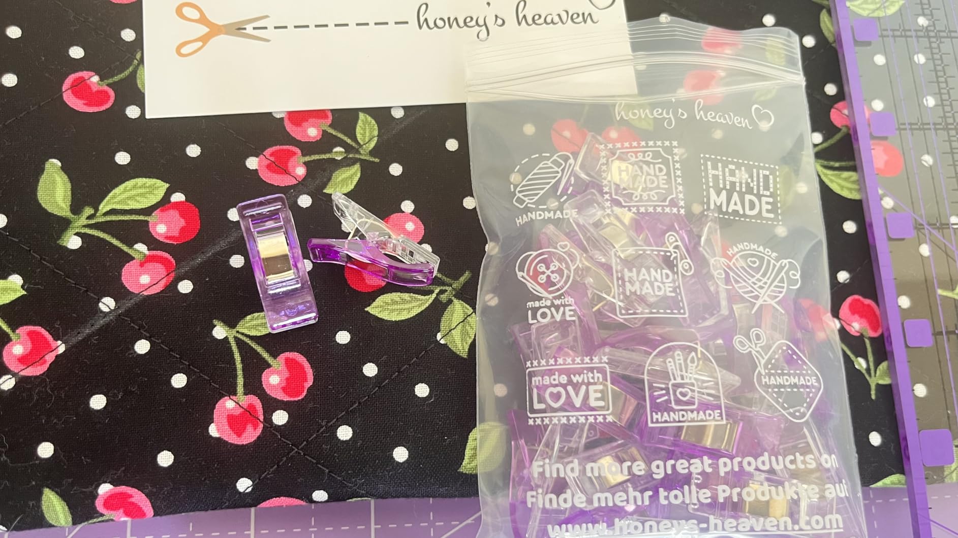 Rotary Cutter Set lavender - Quilting Kit incl. 45mm Fabric Cutter, 5 Replacement Blades, A3 Cutting Mat, Acrylic Ruler and Craft Clips - Ideal for Crafting, Sewing, Patchworking, Crochet & Knitting customer photo 1