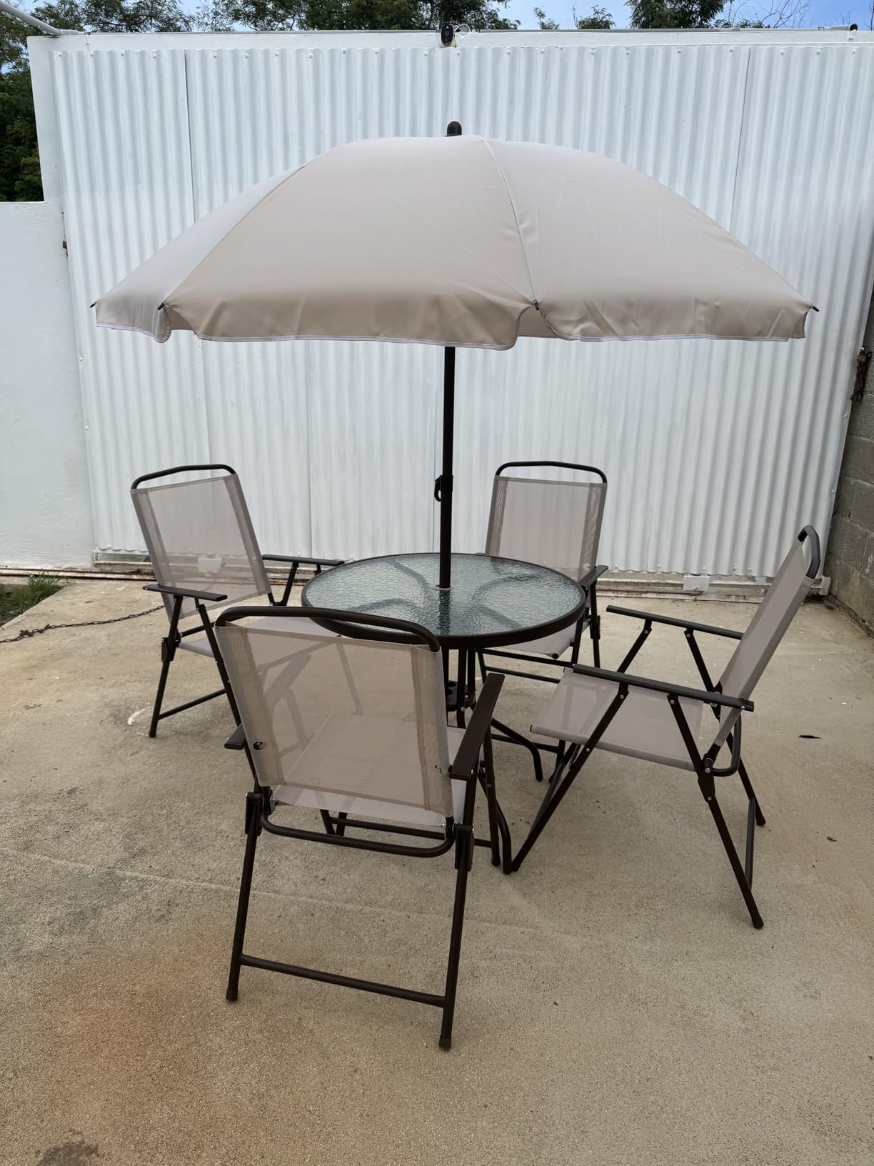 Outsunny 6 Piece Patio Dining Set for 4 with Umbrella, Beige customer photo 1