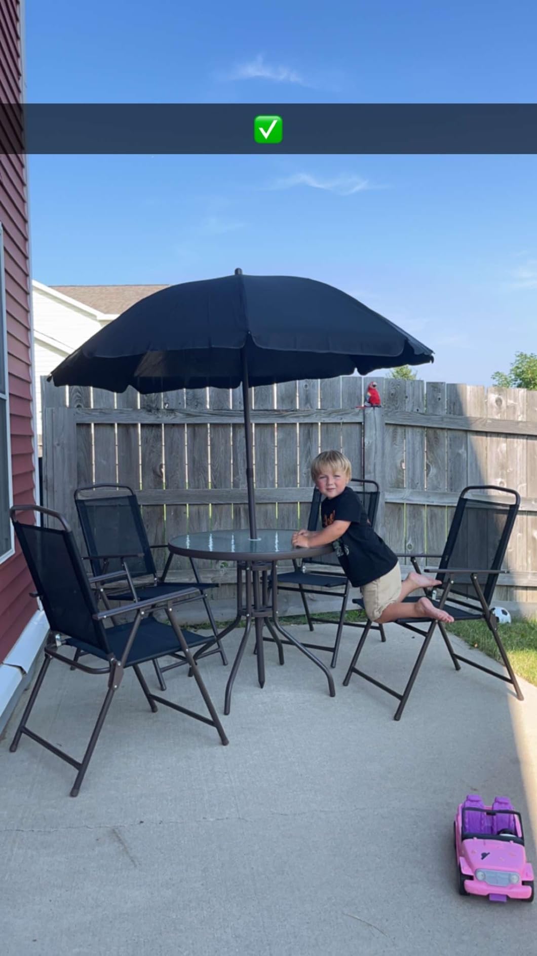 Outsunny 6 Piece Patio Dining Set for 4 with Umbrella, Beige customer photo 2