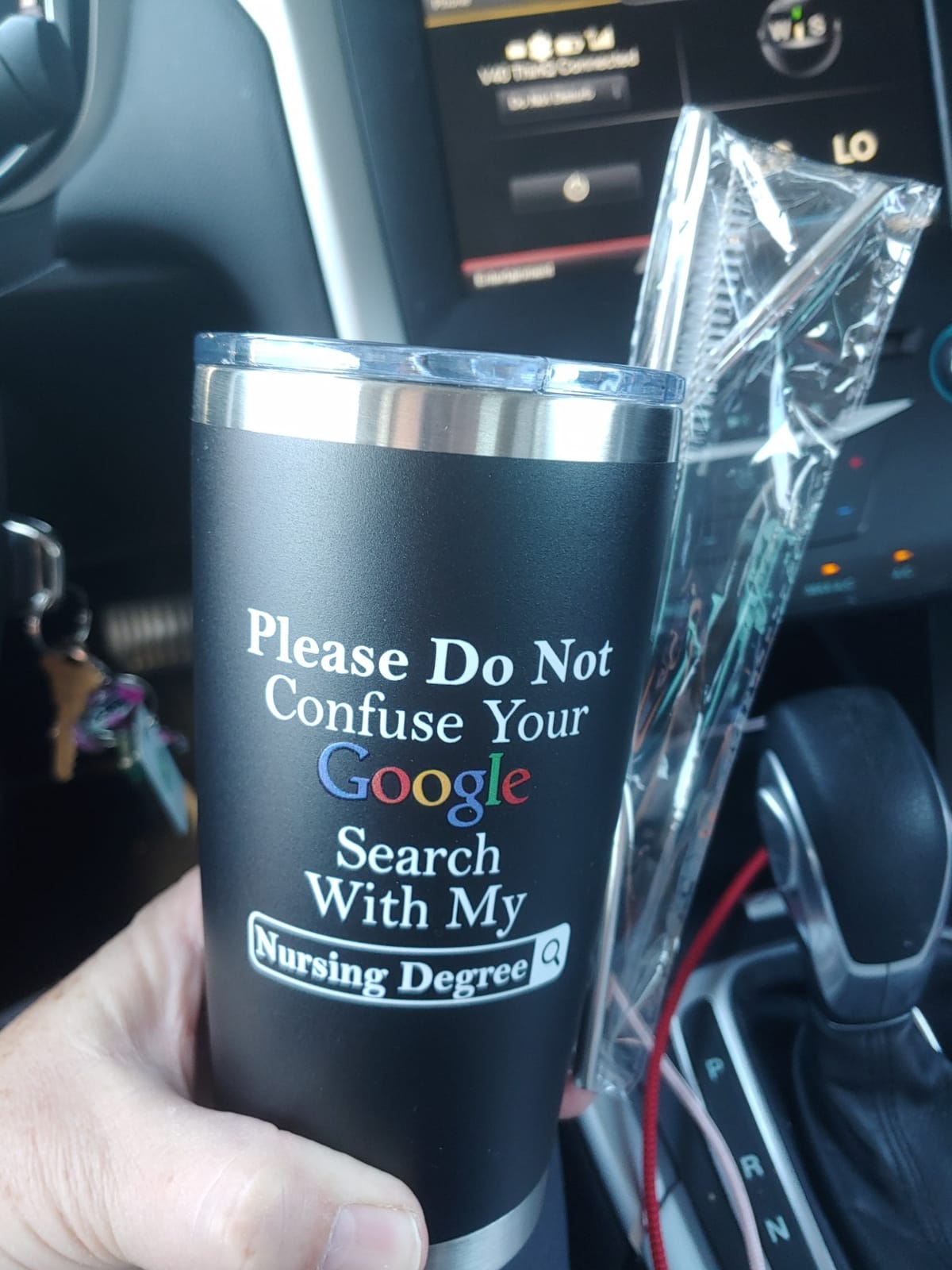 KLUBI Nurse Gifts for Women Men - Please Do Not Confuse Your Google Search With My Nursing Degree, Funny Nurse Google Tumbler, Graduation RN Gift, Nurses Day Week 20 Ounce Black Mug customer photo 2