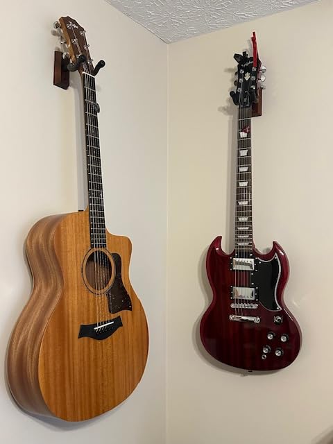SNIGJAT Guitar Wall Mount 2 Pack, U-Shaped Wood Guitar Hanger Wall Hook customer photo 2