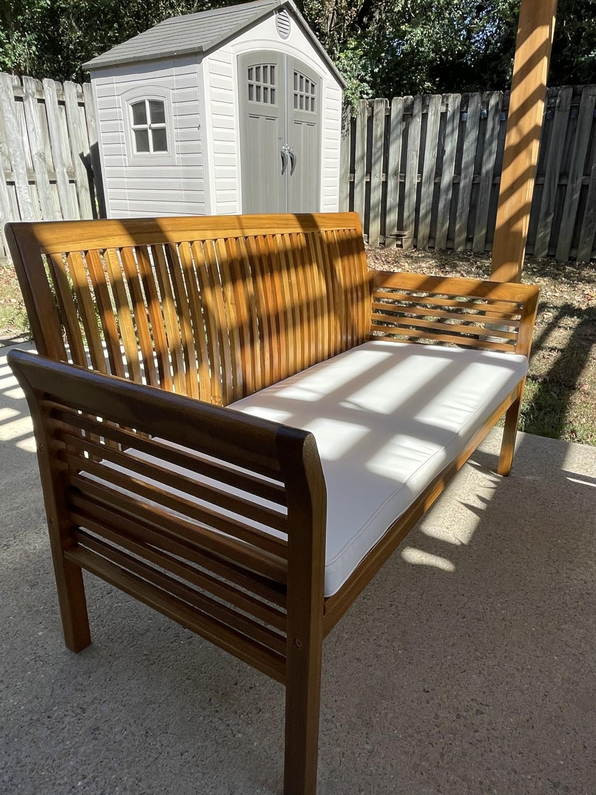 Tangkula 4 Piece Outdoor Acacia Wood Sofa Set with Water Resistant Cushions, Padded Patio Conversation Table Chair Set w/Coffee Table for Garden, Backyard, Poolside (1) customer photo 2