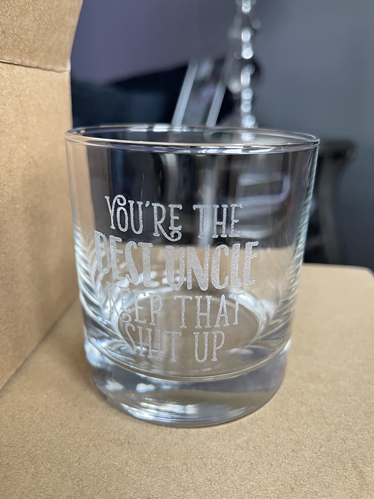 Veracco You Are The Best Uncle Keep That Shit Up Old Fashioned Glass Funny Best Uncle Gift (Clear, Glass) customer photo 1