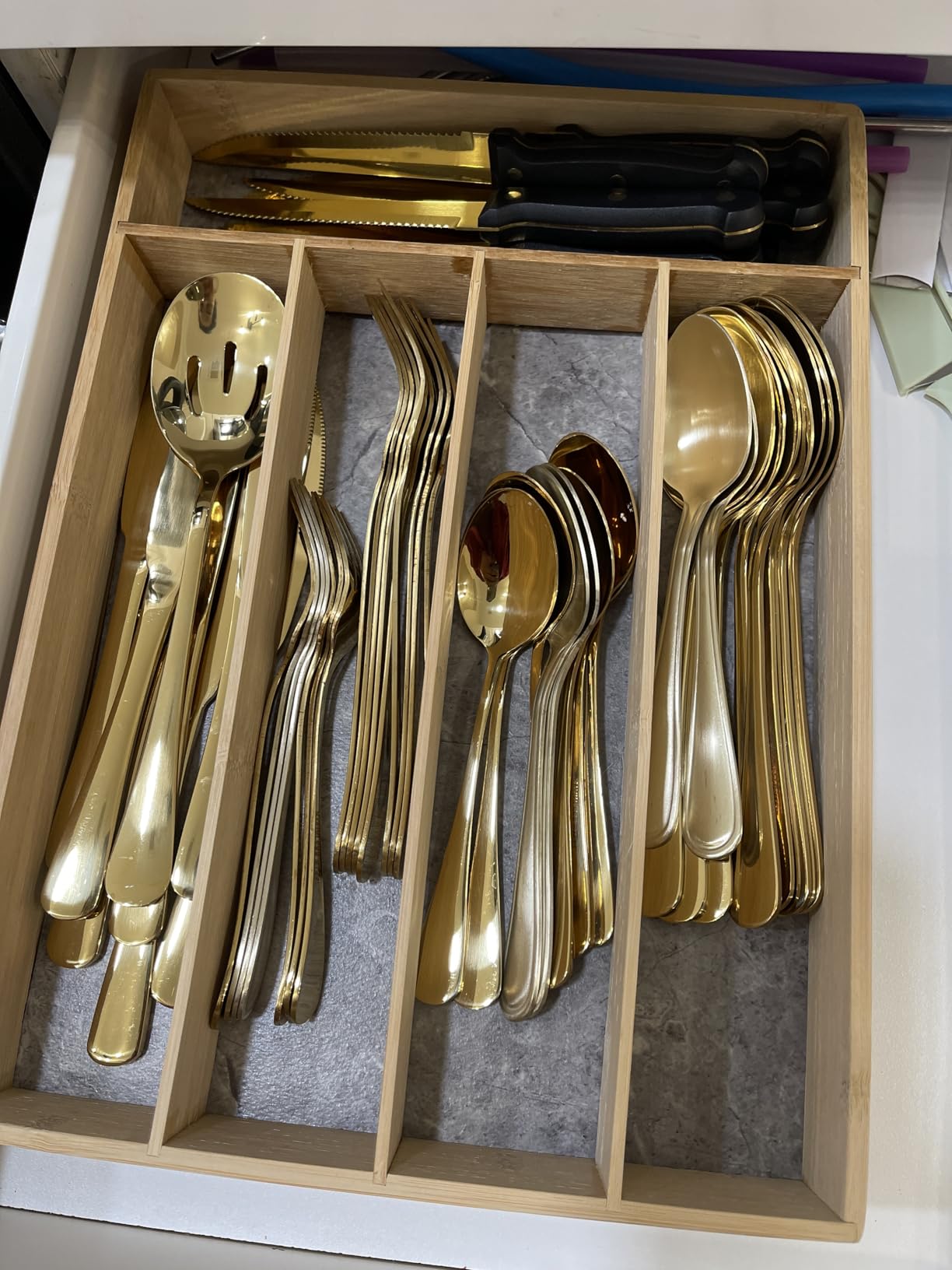 Tribal Cooking 49 Piece Gold Silverware Set - Service for 8 - Stainless Steel Gold Flatware serving set - Cutlery Set - Knives, Fork, and Spoon - Dishwasher Safe - Stunning Polished Finish customer photo 1