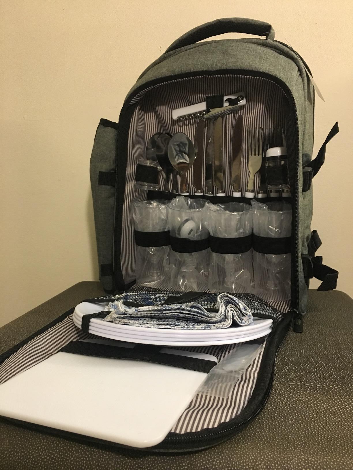 Hap Tim Picnic Basket Backpack for 2 Person with 2 Insulated Cooler Compartment, Wine Holder, Fleece Blanket, Cutlery Set, Wedding Gifts for Couples, Bridal Shower Gifts, Engagement Gifts customer photo 2