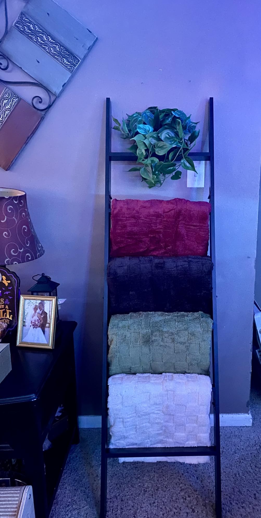 Blanket Ladder for the Living Room and Bedroom, Quilt Rack, 6-Tier, Black customer photo 2