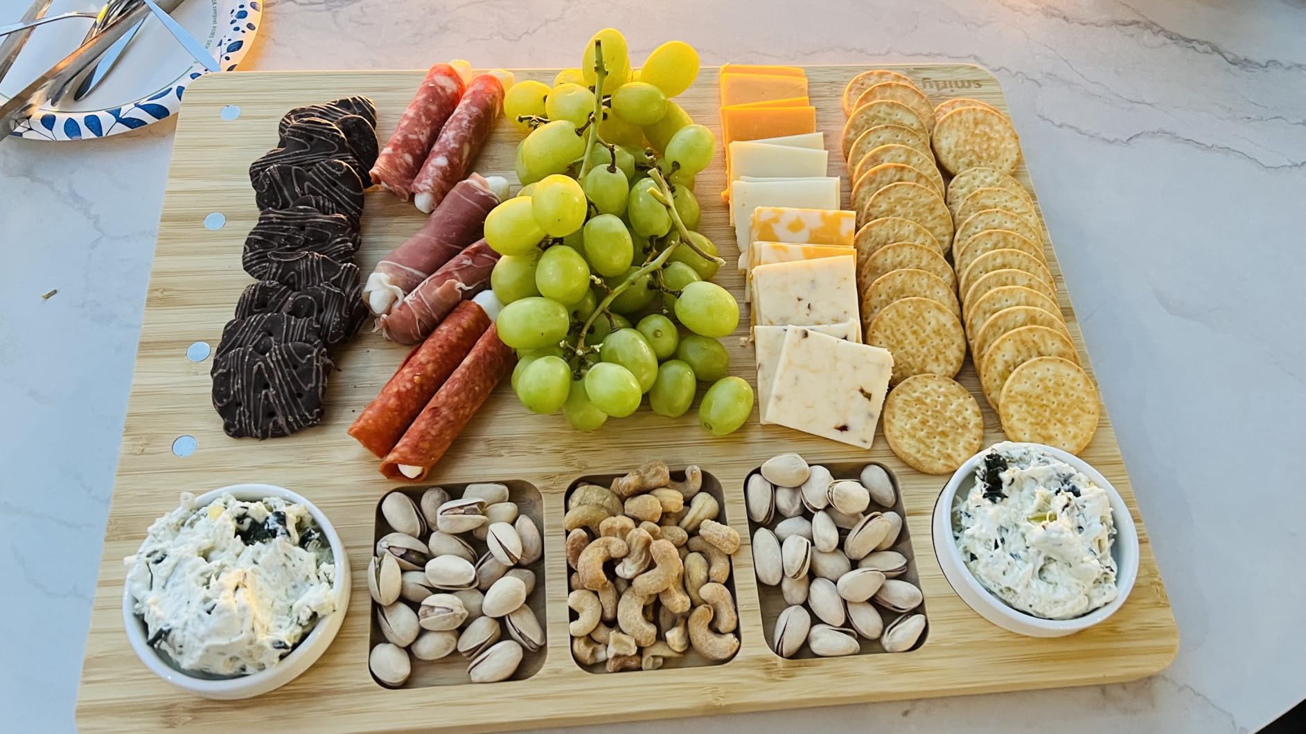 SMIRLY Charcuterie Boards Set, Large Cheese Board with Accessories, Bamboo customer photo 1
