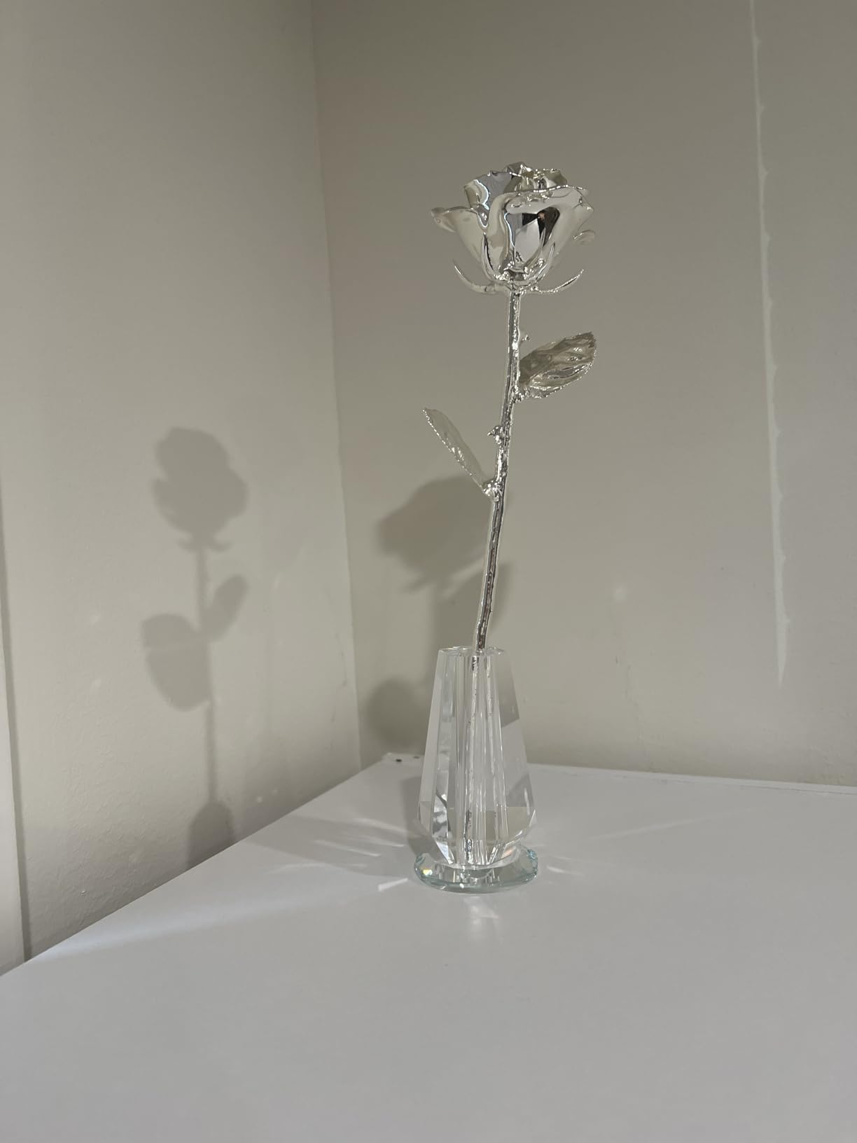 Thick Silver Dipped Rose with Crystal Vase, 25th customer photo 2