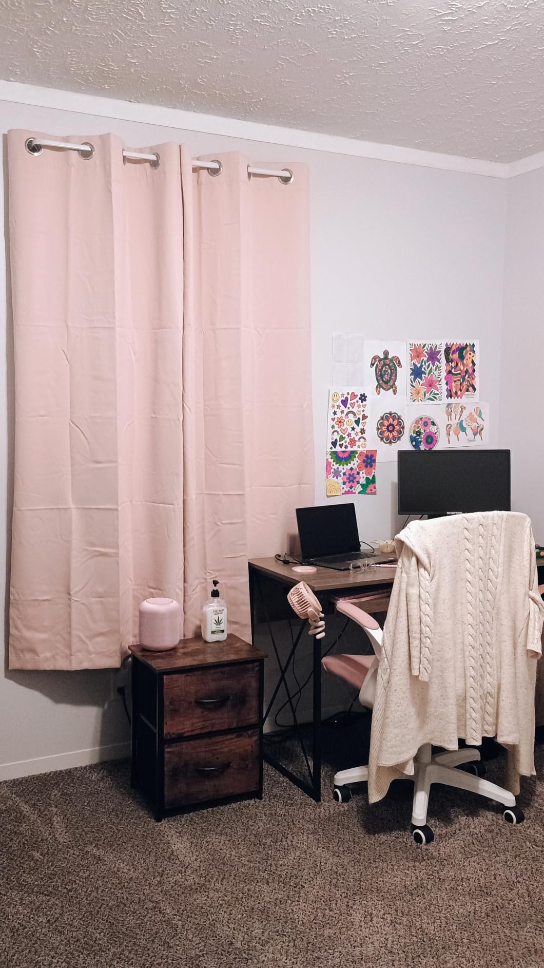 DUALIFE Baby Pink Curtains Panels for Girls Room Nursery Solid Blackout Room Darkening Curtains for Bedroom Grommet Top Window Treatment Drape 42x96 in customer photo 1